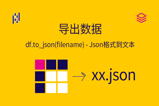 导出数据 - df.to_json(filename) - Json格式到文本