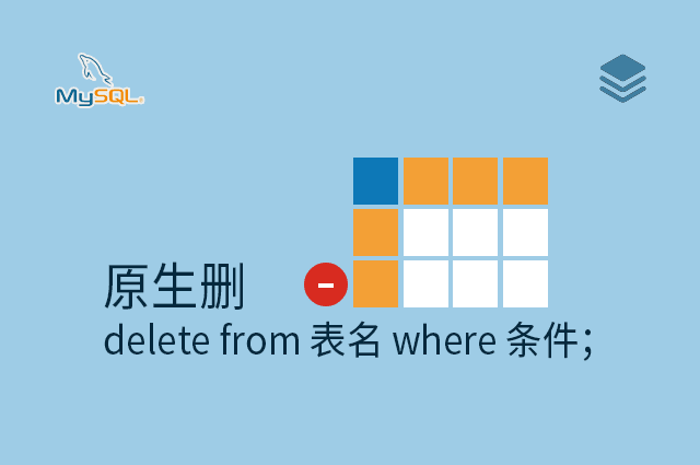 原生删 - delete from 表名 where 条件；