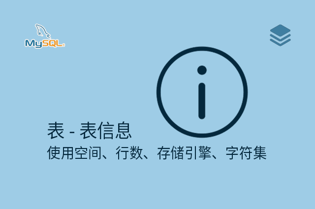 表 - 表信息 - 使用空间、行数、存储引擎、字符集