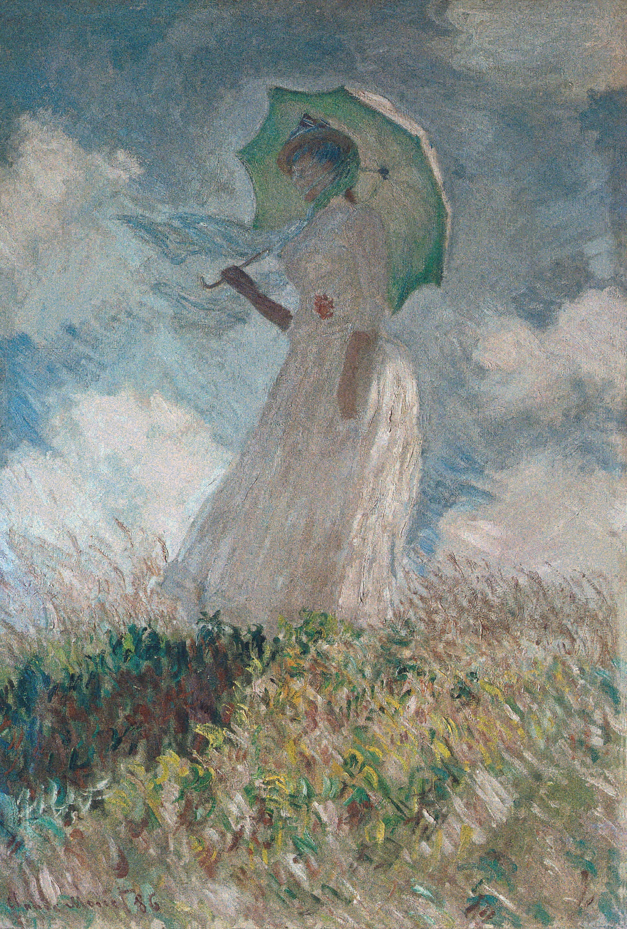 人物画 - 撑阳伞的女人 - 女子持伞于户外景致中 