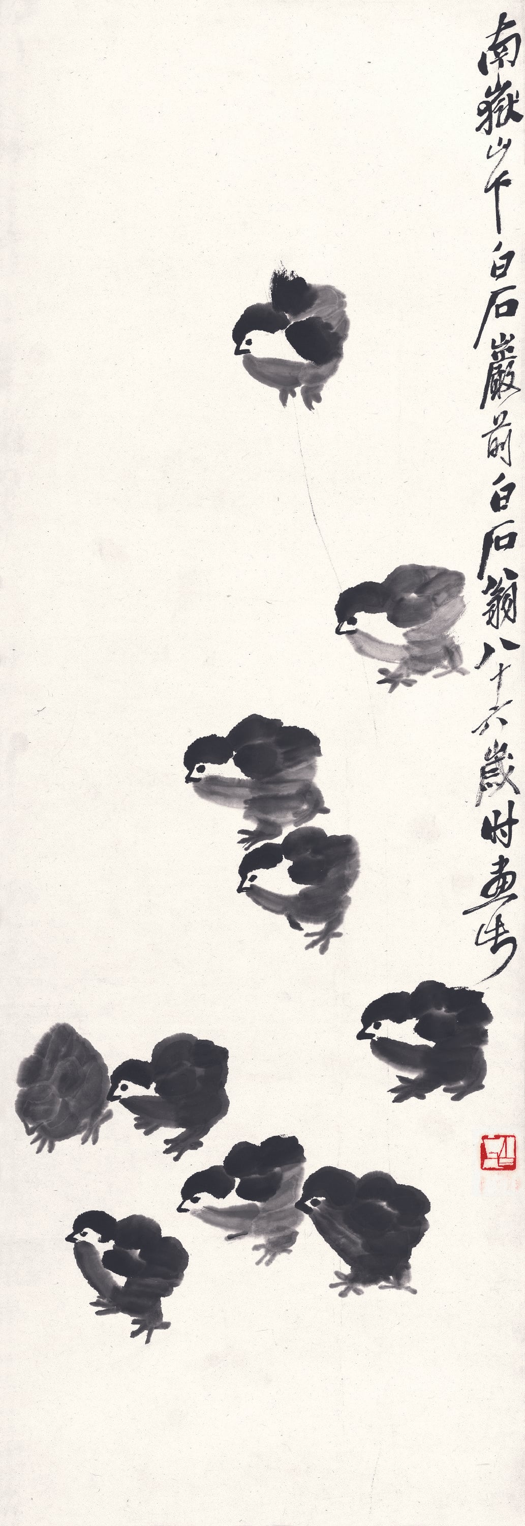 花鸟画 - 雏鸡图 - 水墨绘雏鸡灵动之态 