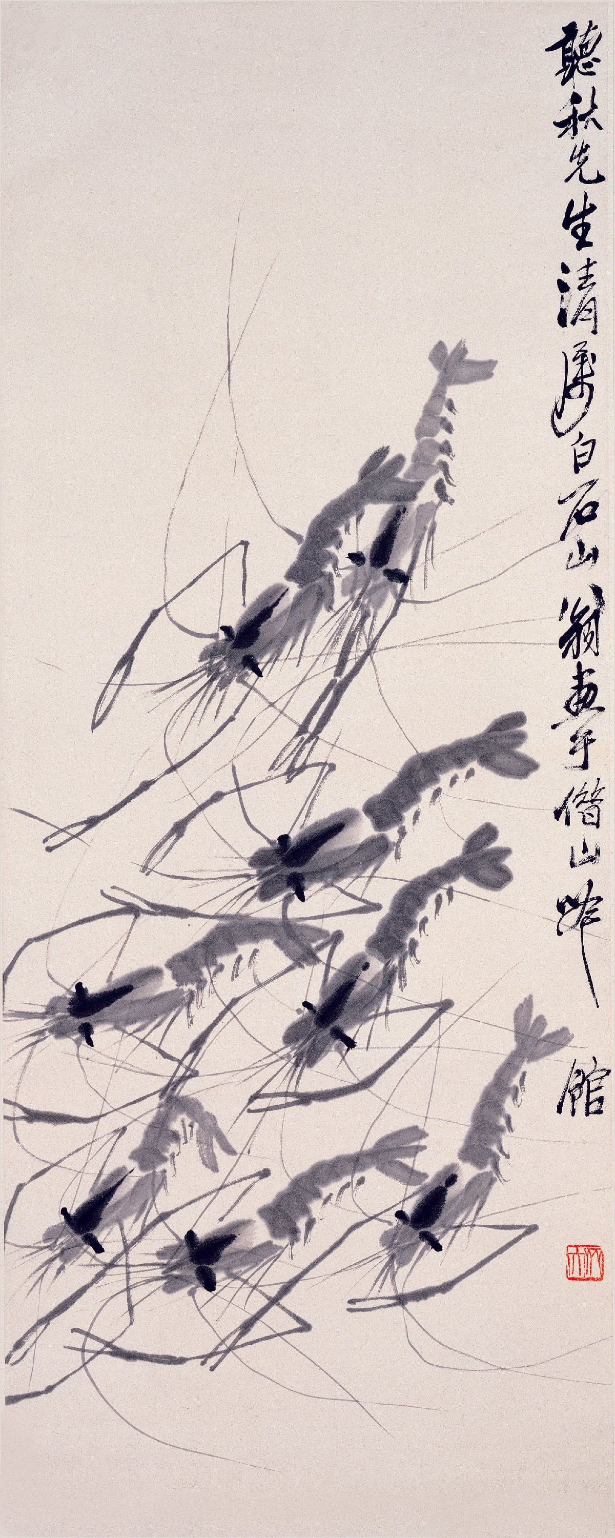 虫鱼画 - 墨虾 - 水墨绘灵动群虾之态 