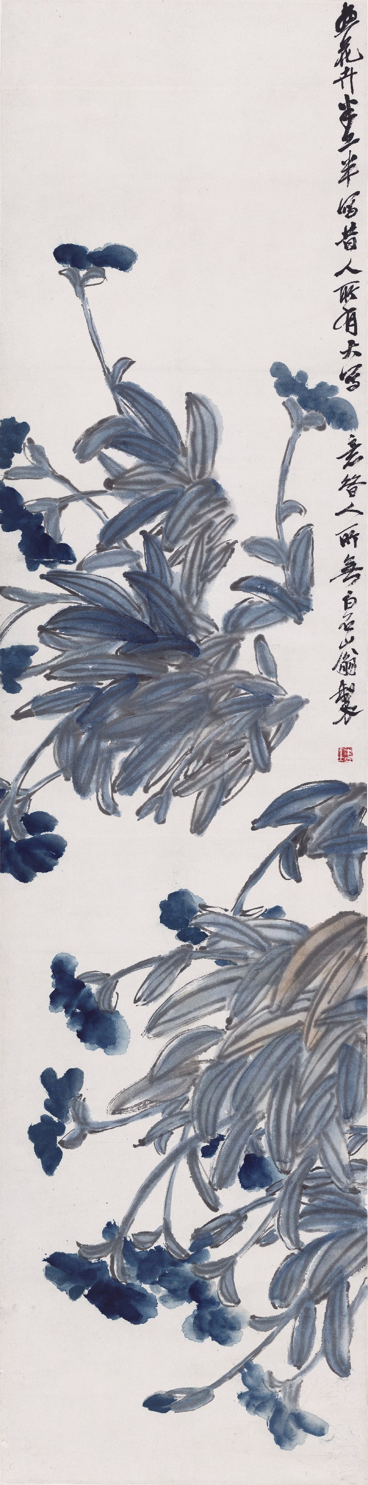 花鸟画 - 蓝花绿叶图 - 蓝花绿叶绘就雅致画面 