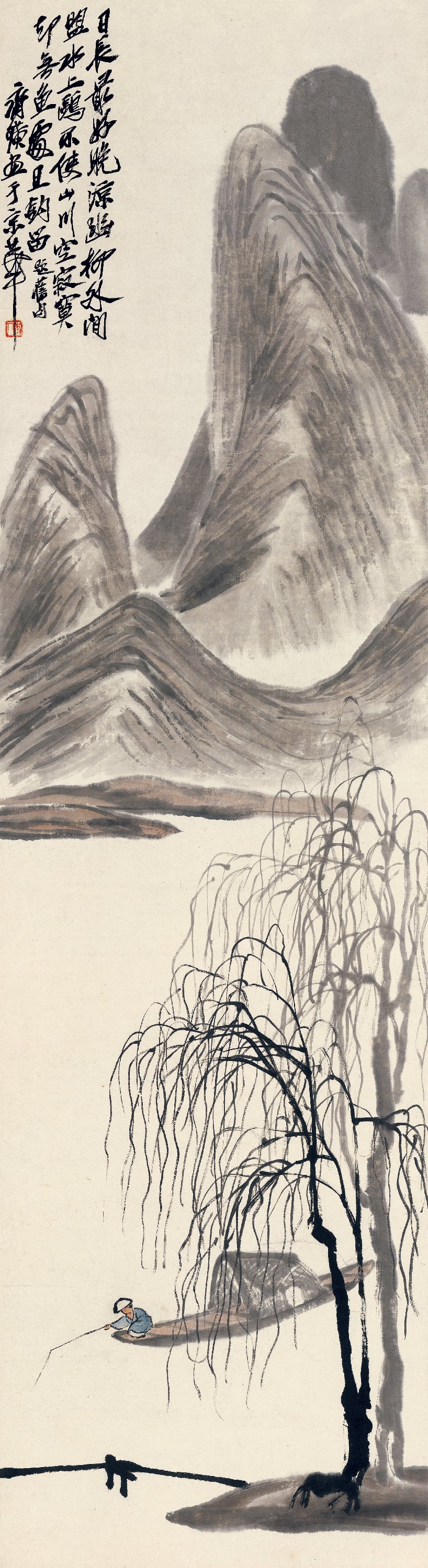 山水画 - 未知 - 远山近柳孤舟独钓人 