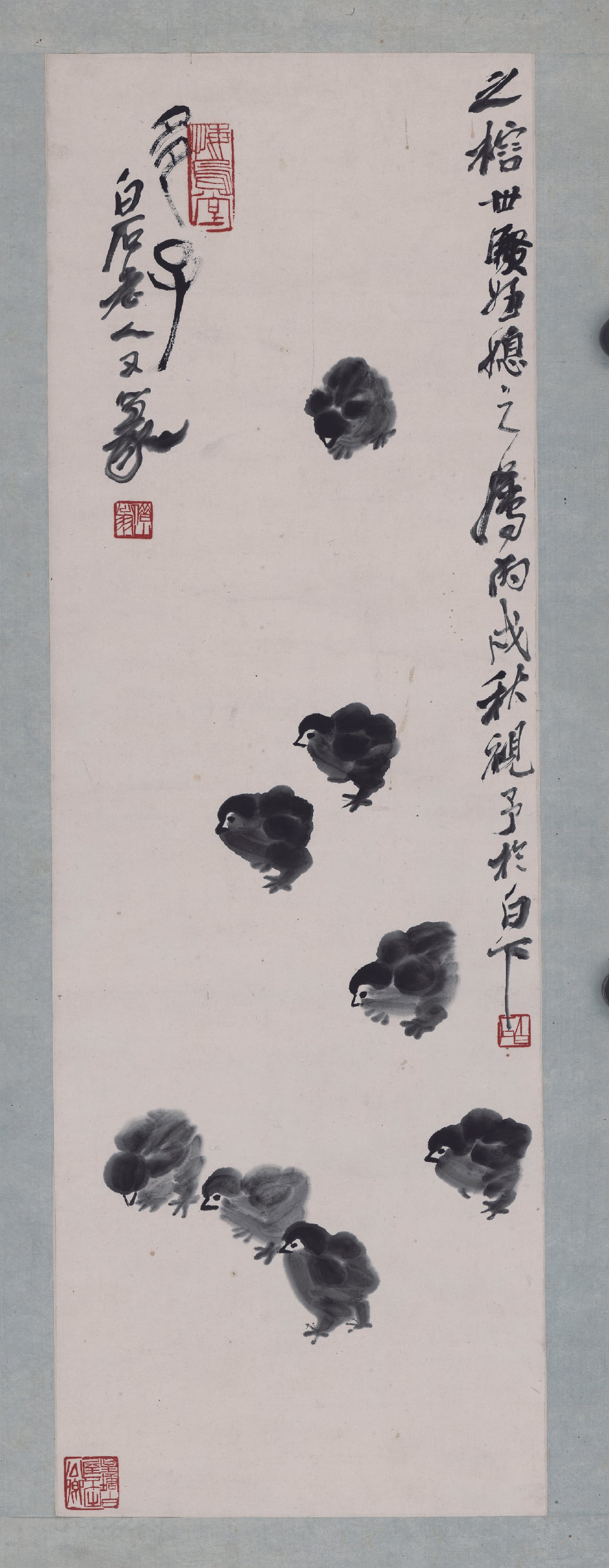 花鸟画 - 雏鸡图 - 水墨绘雏鸡灵动姿态 