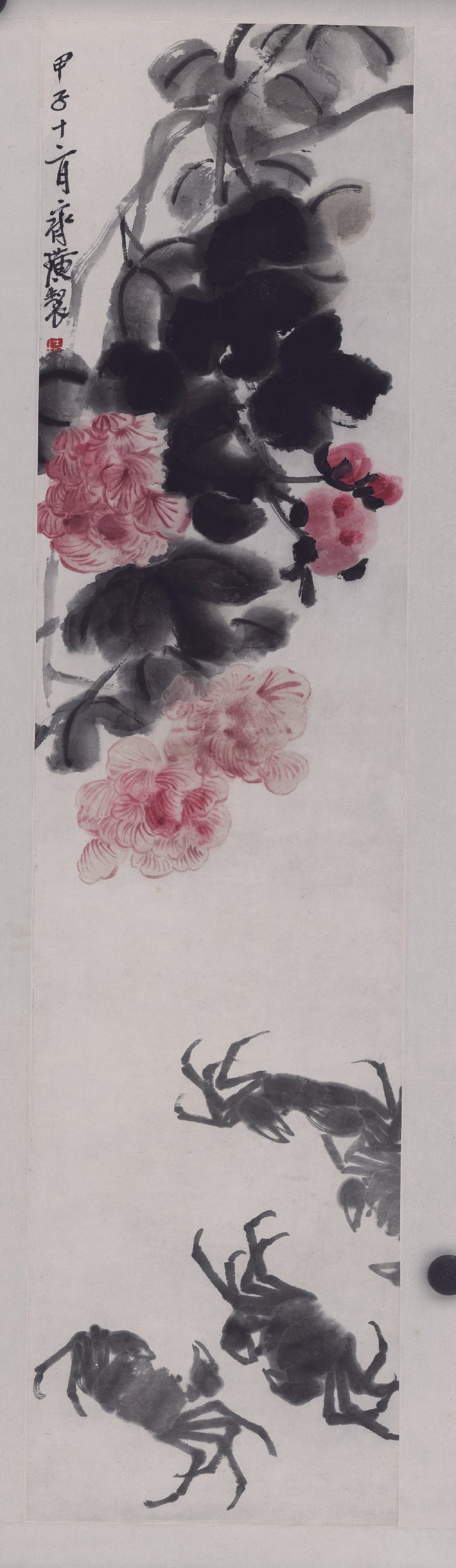 花鸟画 - 甲子十有二肖花卉 - 绘花卉螃蟹尽显意趣 