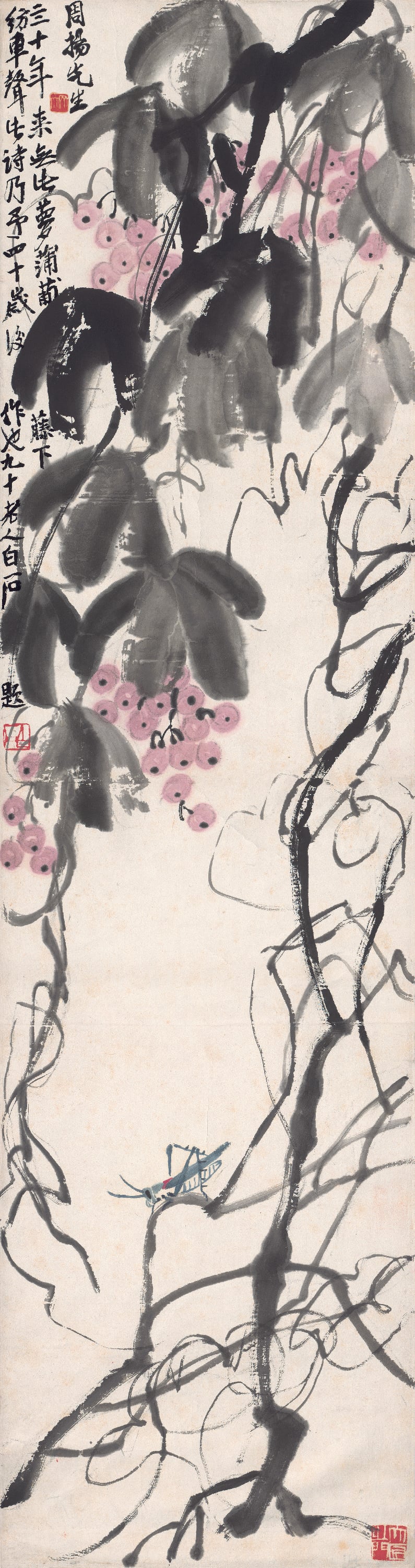 花鸟画 - 未知 - 藤蔓紫花间小虫栖于枝 