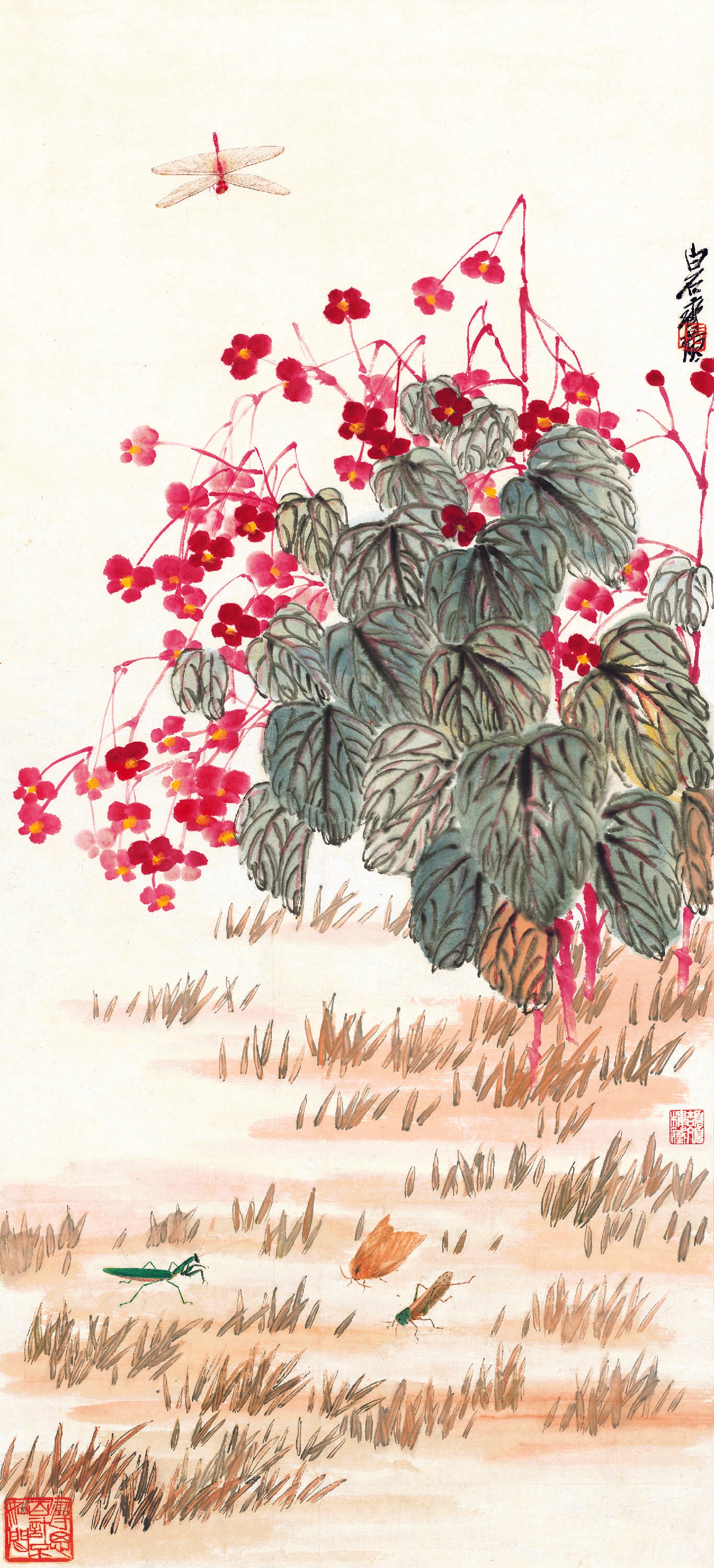 花鸟画 - 未知 - 繁花绿草间虫鸟相栖 