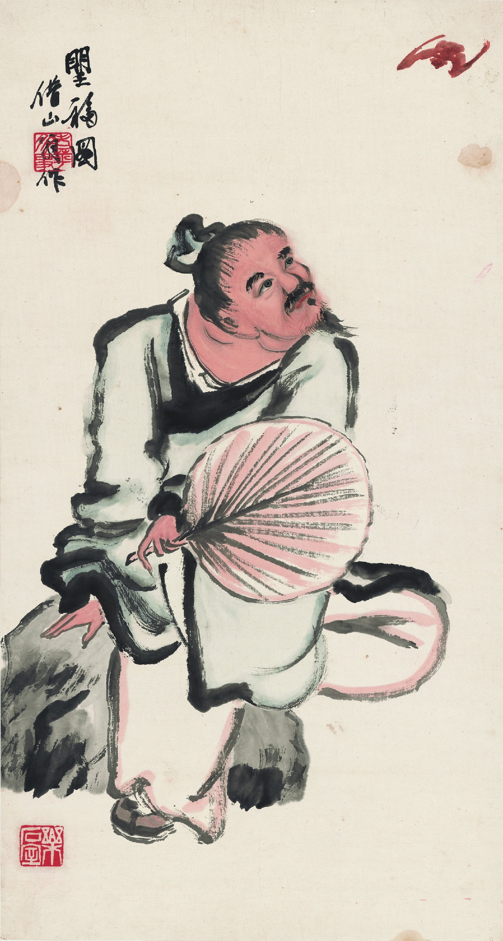 人物画 - 持扇人物 - 绘持扇男子闲适之态 