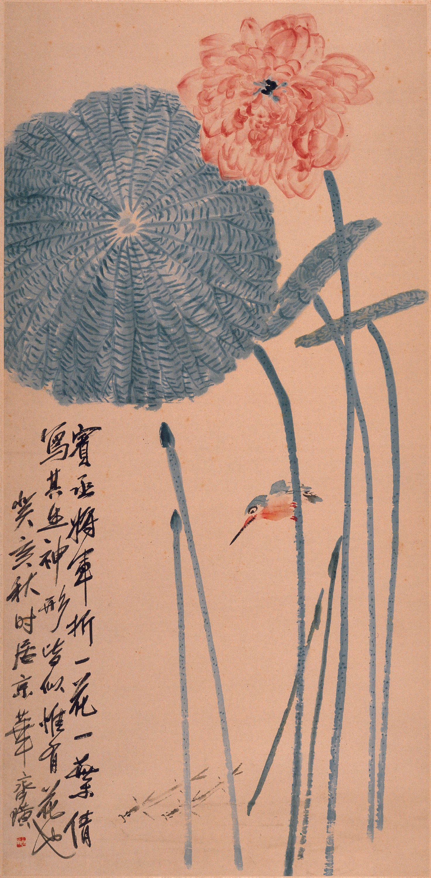 花鸟画 - 未知 - 绘荷花翠鸟生机画面 