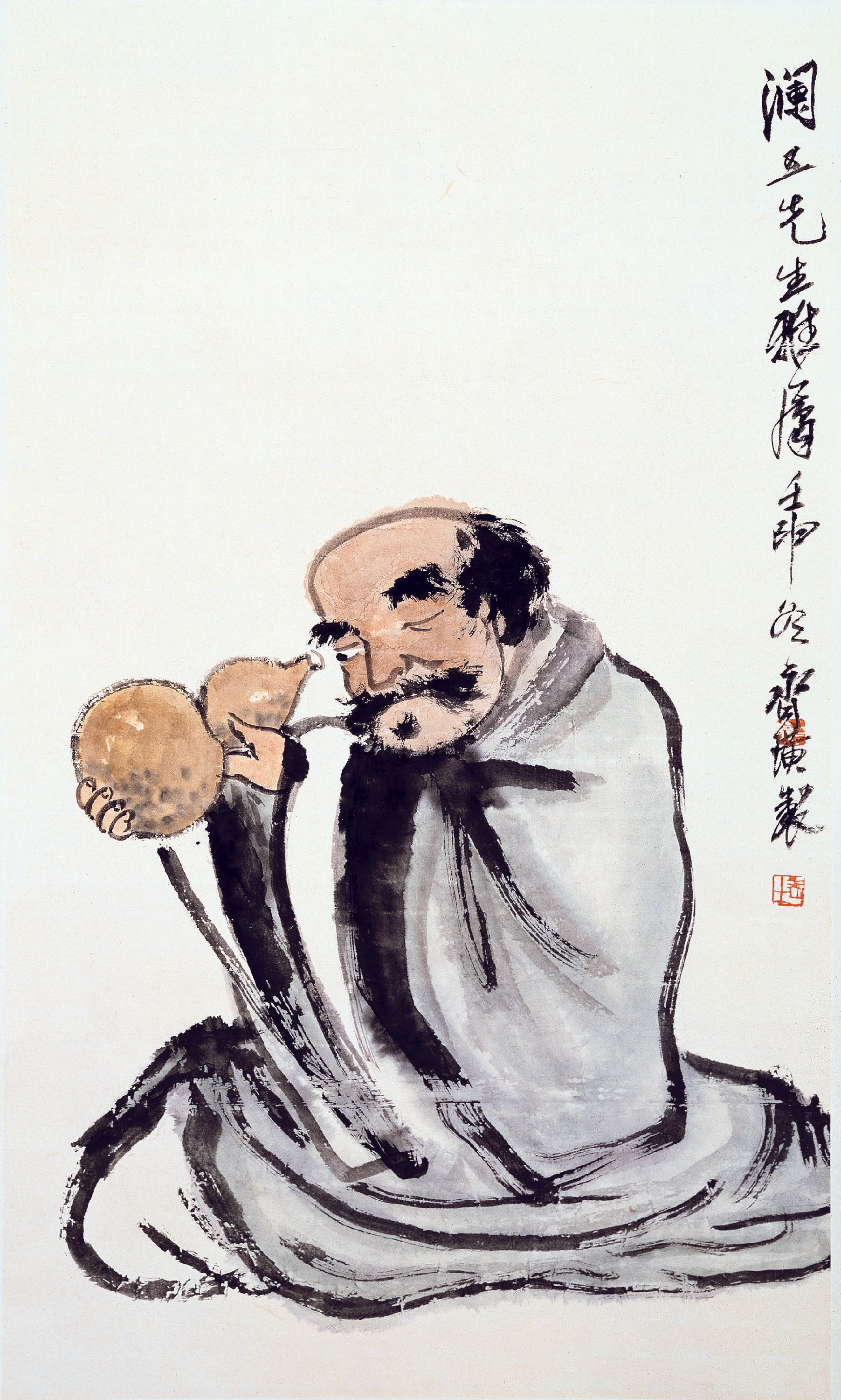 人物画 - 持葫芦老者 - 老者持葫芦神态悠然 