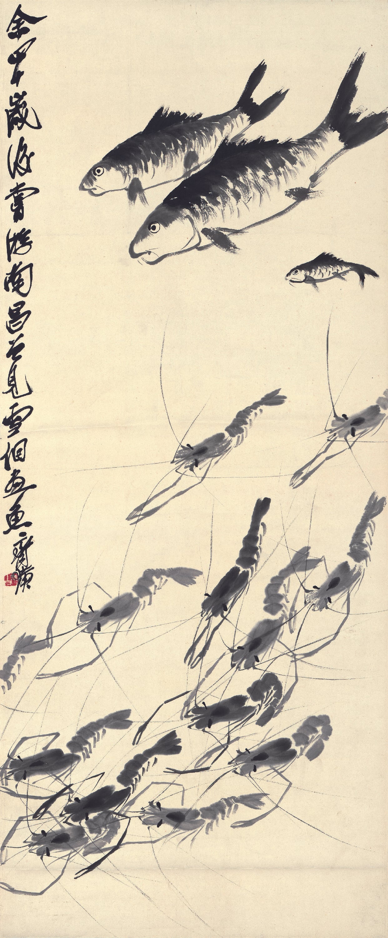 虫鱼画 - 鱼虾图 - 水墨绘鱼虾灵动之态 