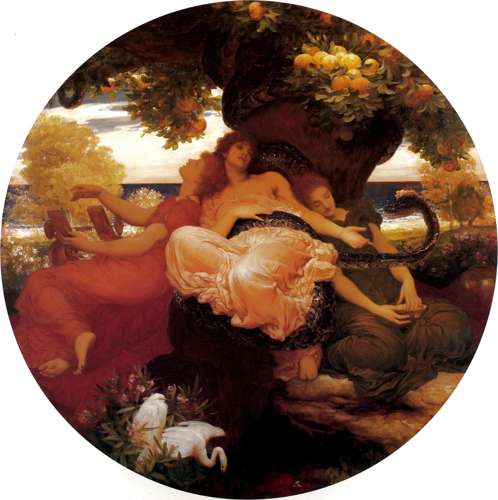 古典神话演绎主题 - 赫斯珀里得斯的果园 - 描绘神话中仙女休憩场景 