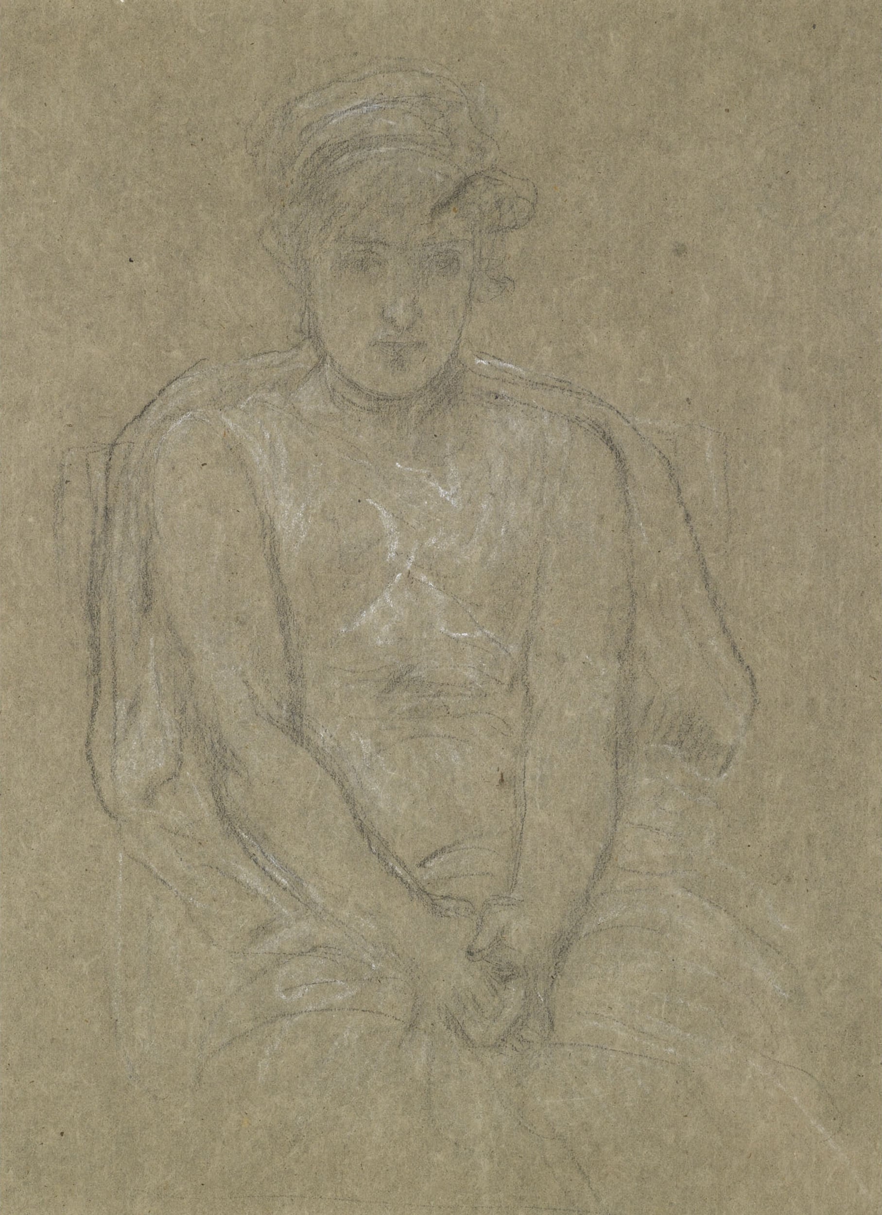 其他 - 无题 - 简单勾勒的人物坐姿素描 