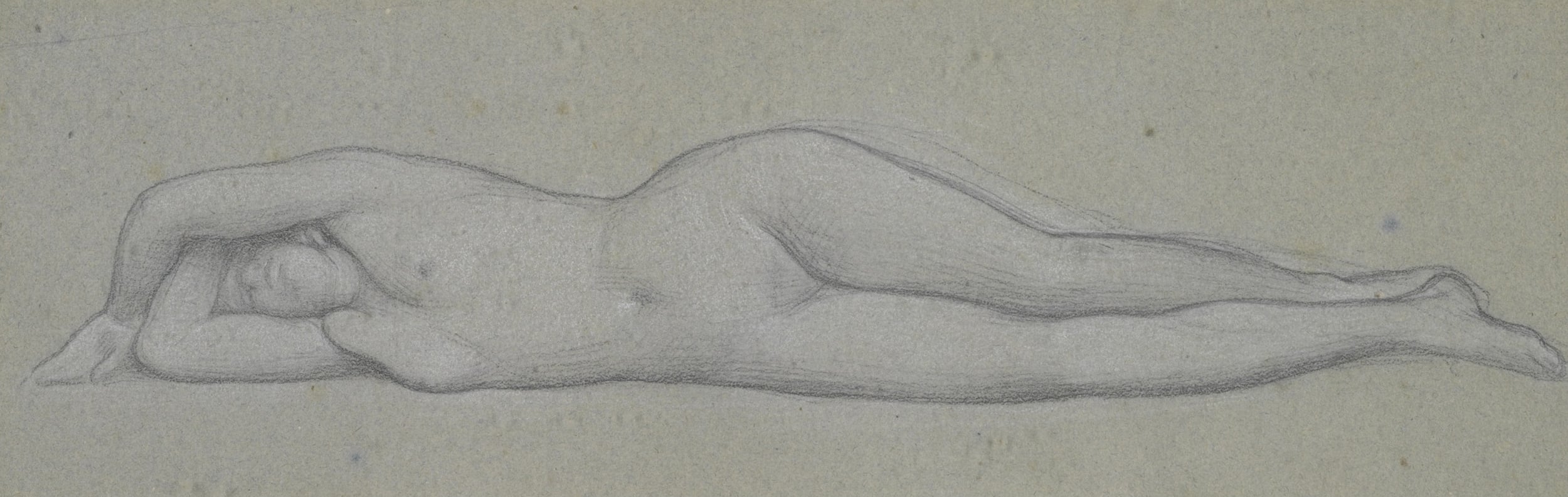 人体艺术美感主题 - 无题 - 描绘躺卧裸体人体形态 