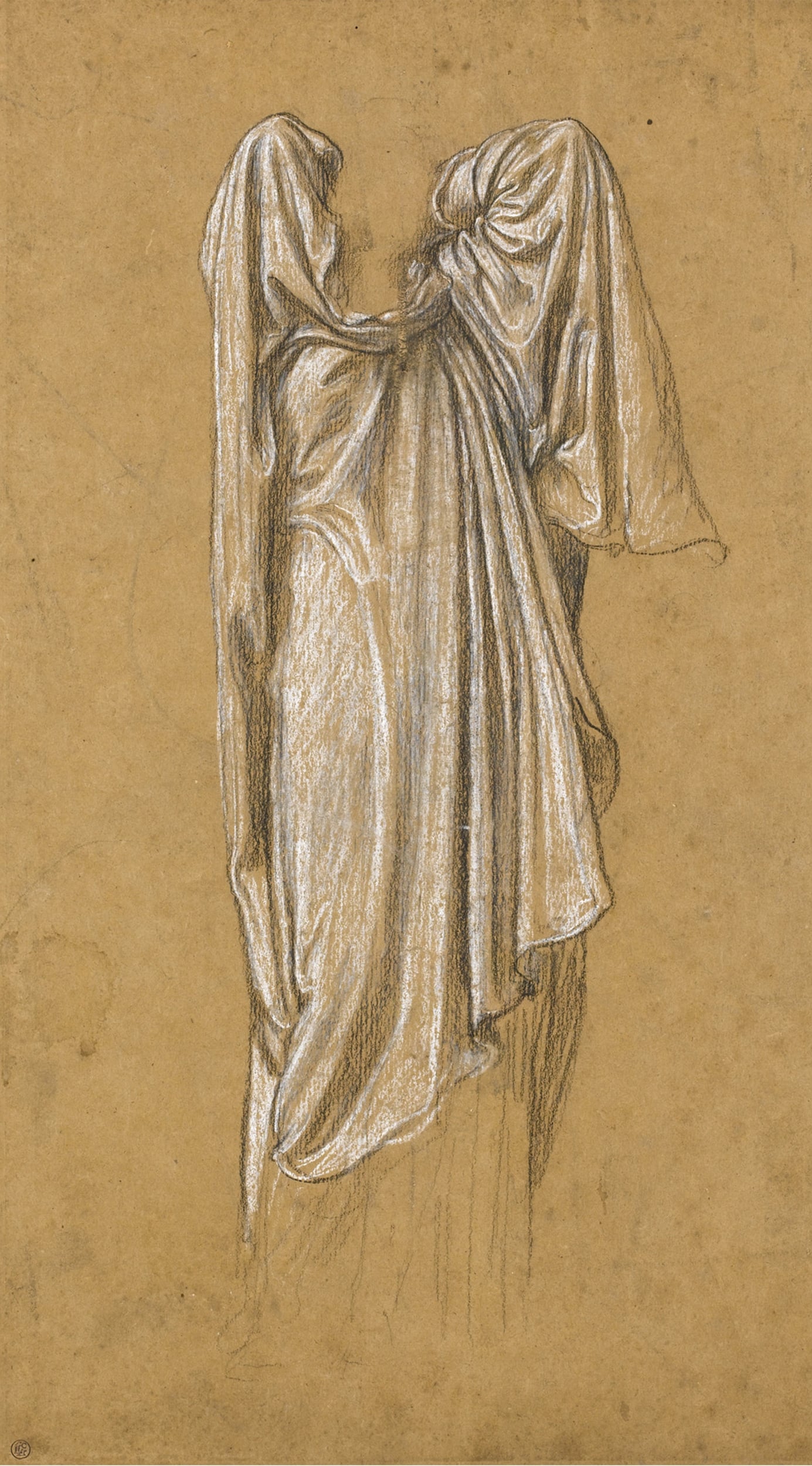 人体艺术美感主题 - 佚名织物素描 - 展现织物褶皱艺术美感 