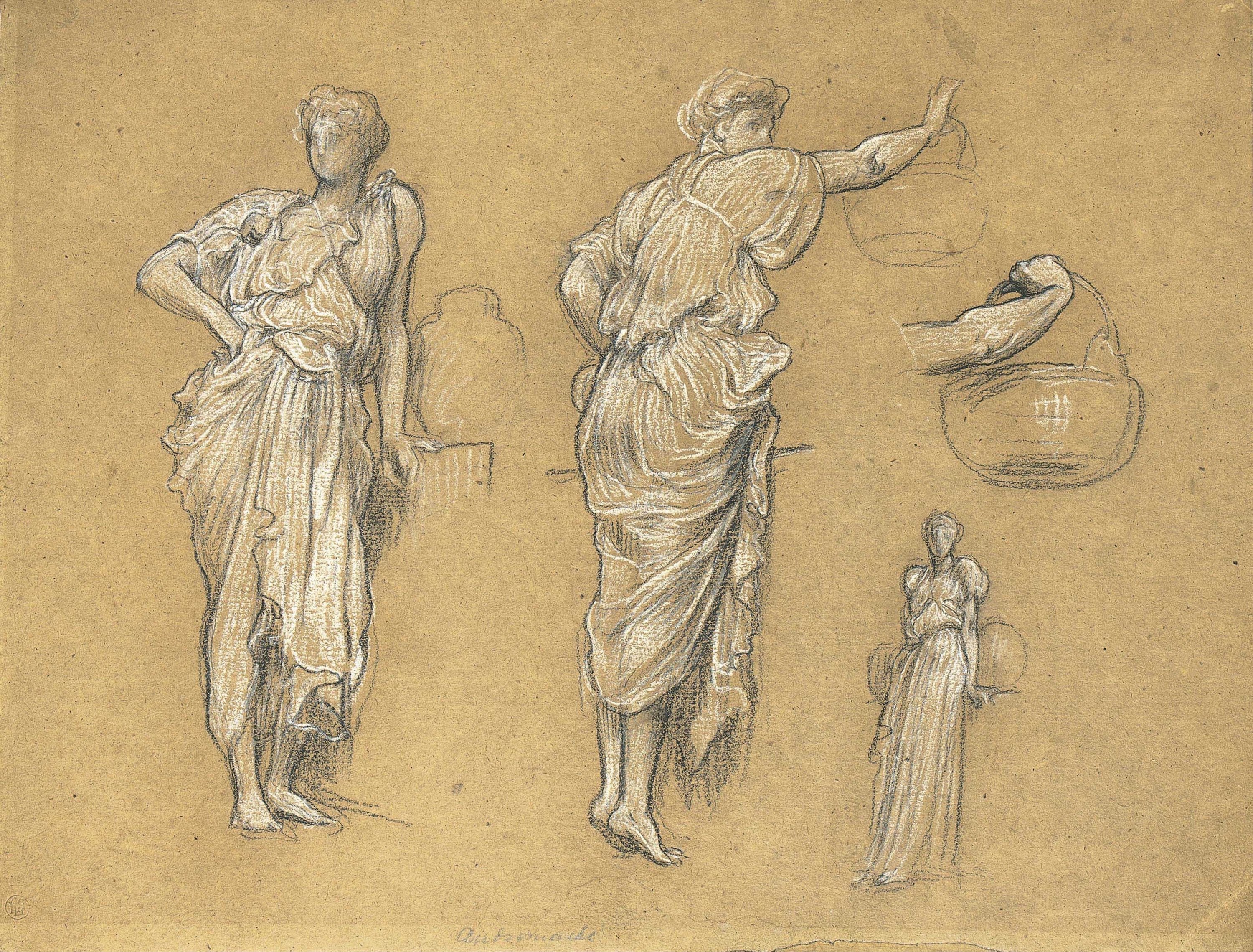 人体艺术美感主题 - 女性姿态素描习作 - 展现女性多样优美姿态 