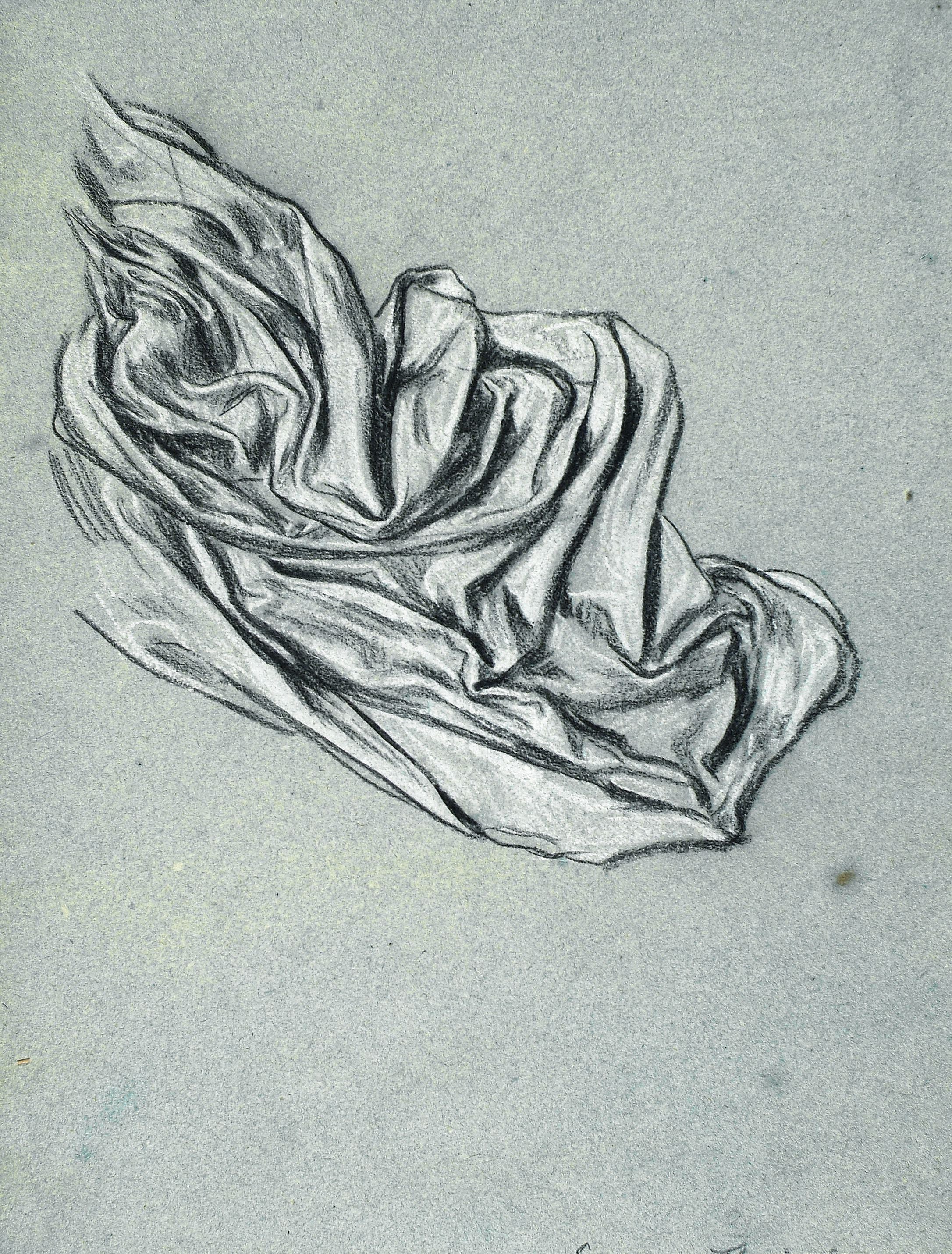 其他 - 布的素描习作 - 铅笔绘就布的褶皱形态 