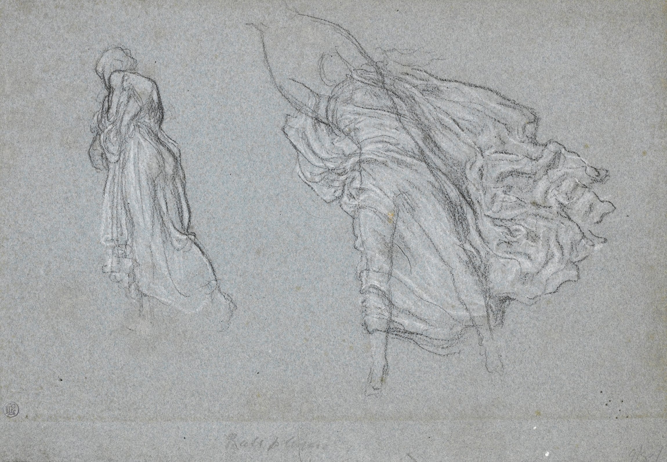 人体艺术美感主题 - 未知名人物动态素描 - 展现人物动态衣褶之美 