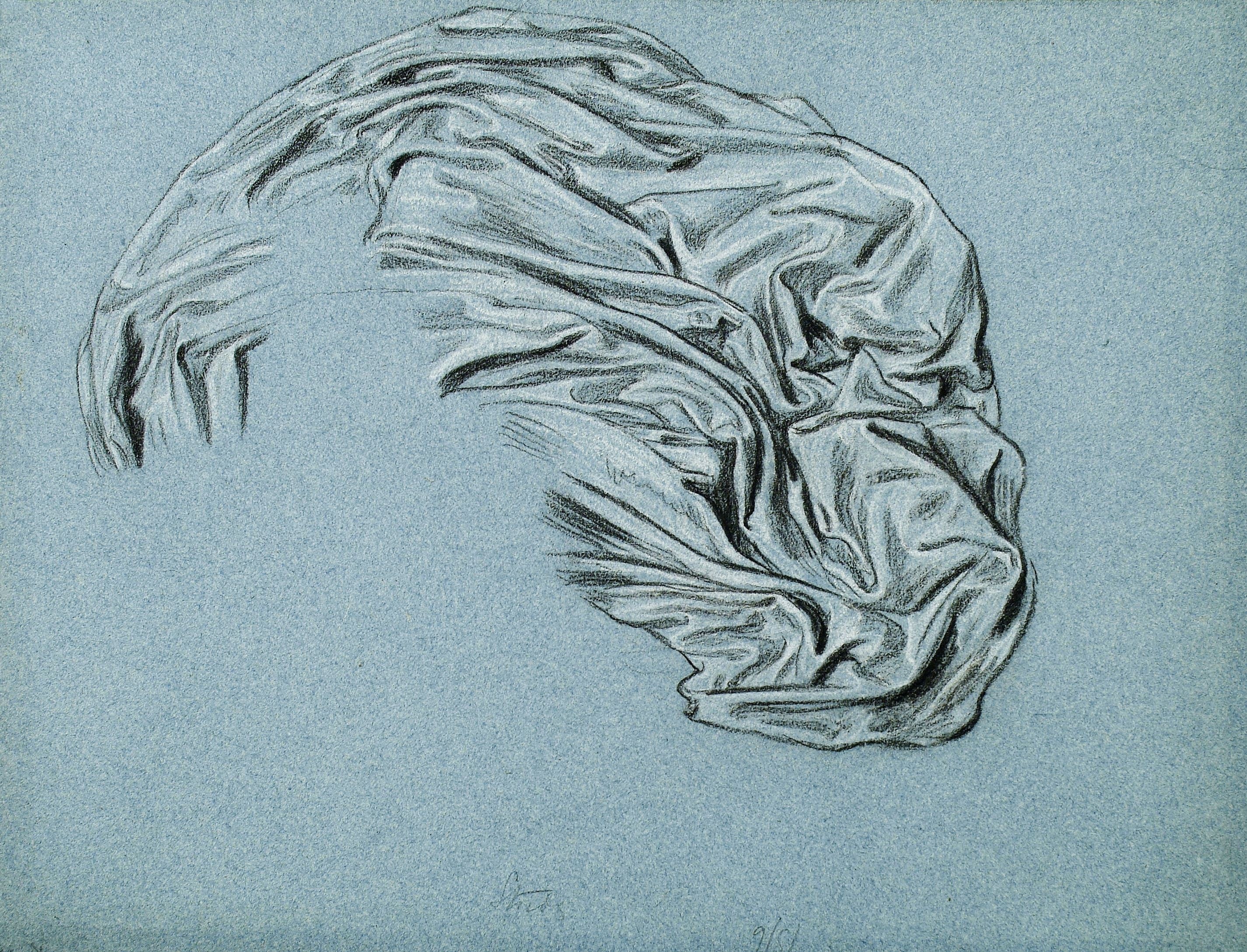 其他 - 无 - 褶皱布料的铅笔素描 