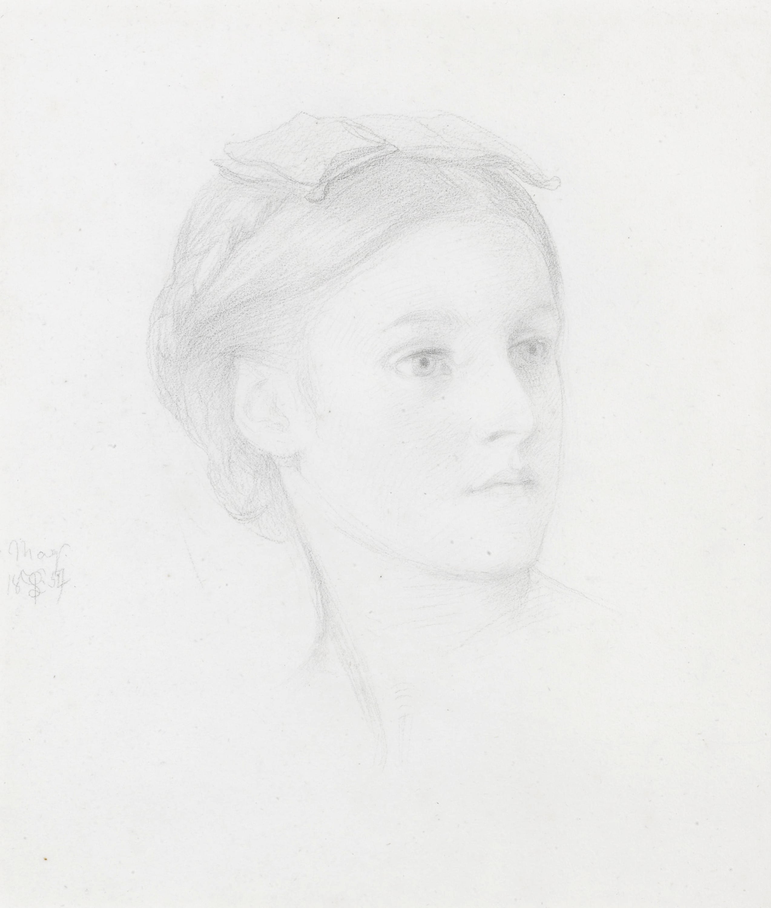 其他 - 无题 - 女子侧面铅笔素描画像 