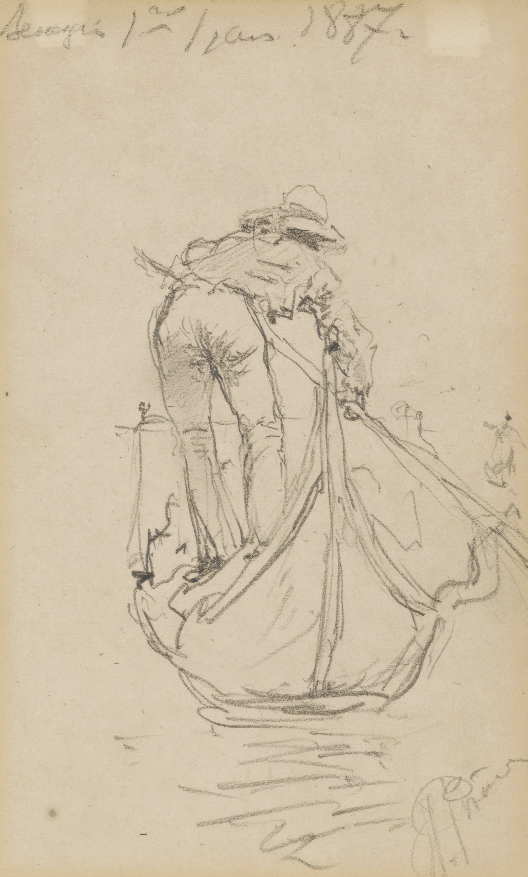 底层人民生活主题 - 无明确名字 - 描绘人物于船上劳作情景 