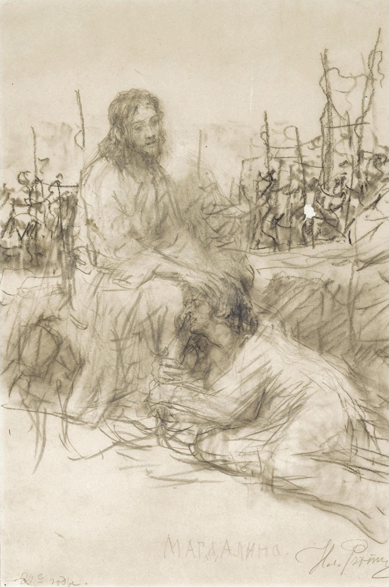 其他 - 无明确名称 - 人物互动的素描场景 