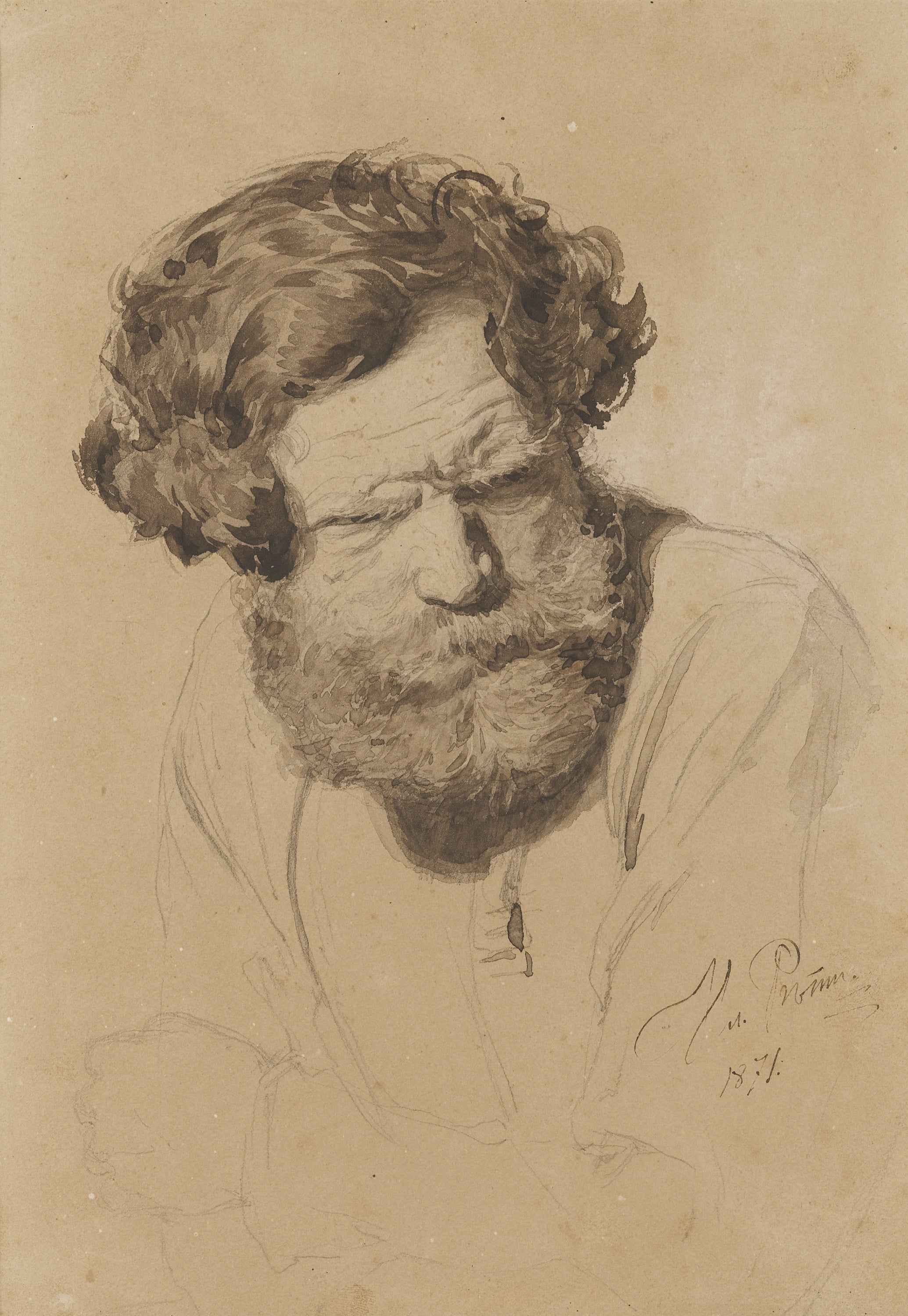 人物肖像塑造主题 - 佚名男子肖像 - 描绘男子神态生动面容 