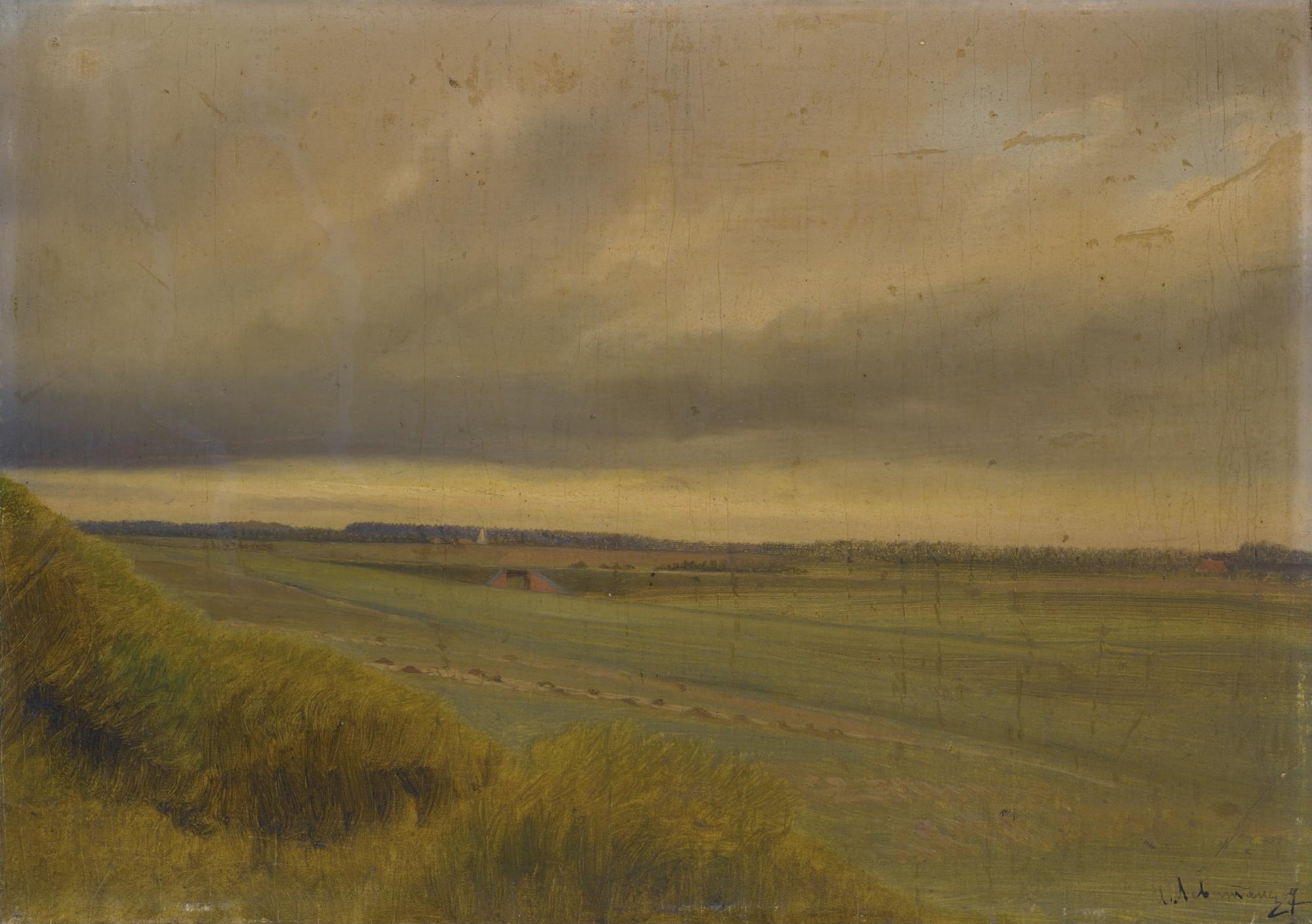 俄罗斯风景主题 - 未知名画作 - 广袤田野上的阴云密布 