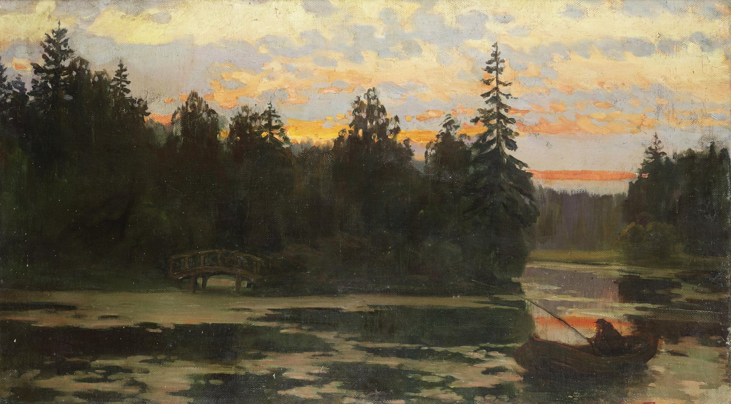 俄罗斯风景主题 - 未知 - 湖畔黄昏时的静谧景象 