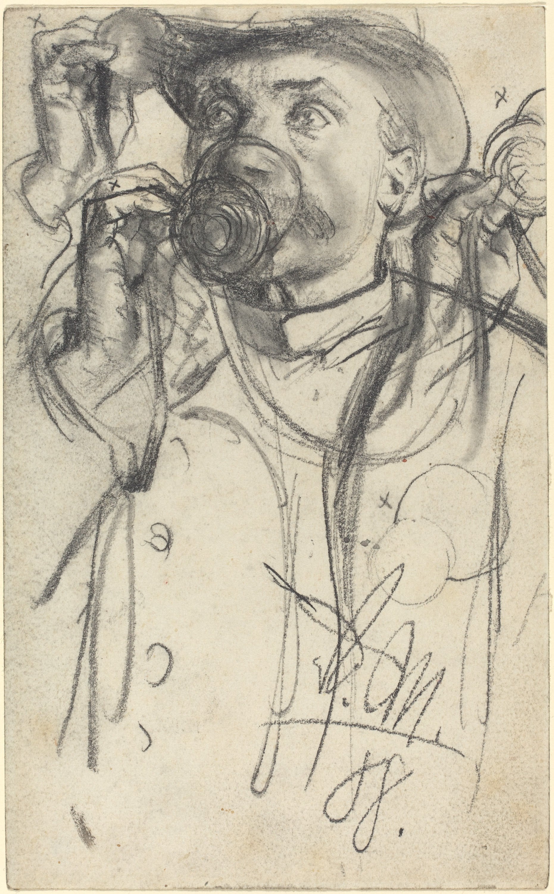 其他 - 未命名作品 - 男子戴物神情专注描绘 