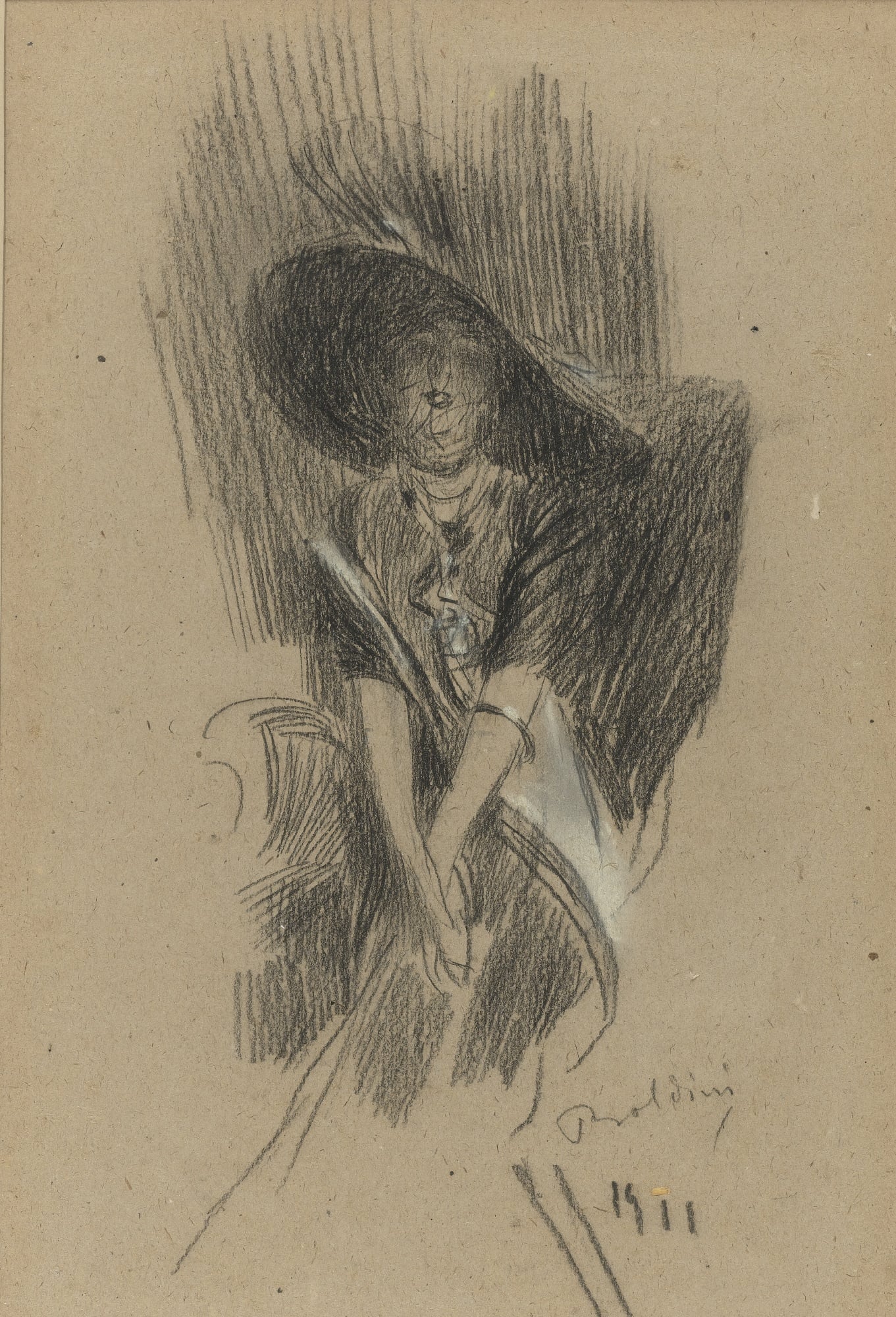 人物肖像刻画主题 - 佚名人物素描 - 简洁笔触绘人物姿态 