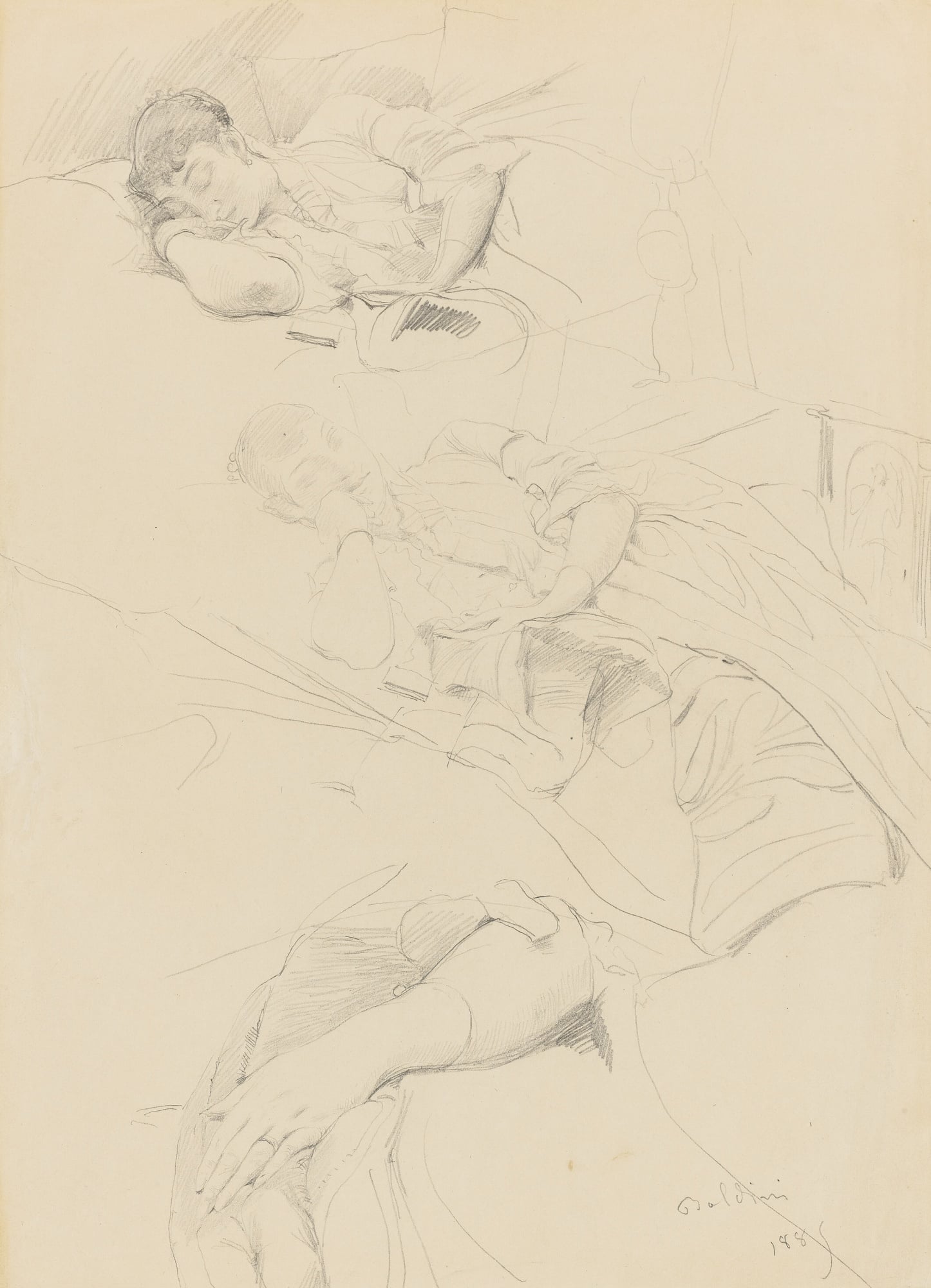 人物肖像刻画主题 - 佚名素描人物习作 - 多姿态人物形象素描 