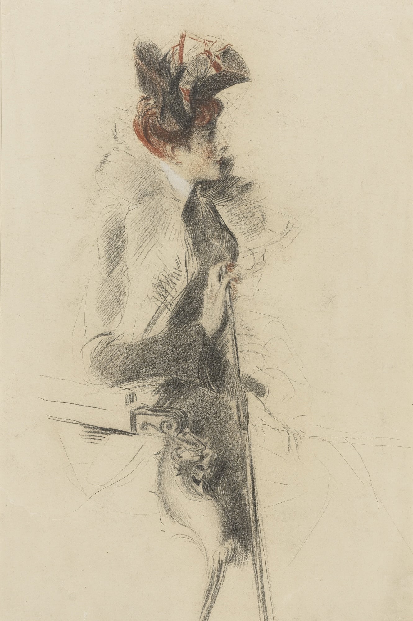 人物肖像刻画主题 - 佚名女性肖像 - 勾勒女性优雅侧面身姿 