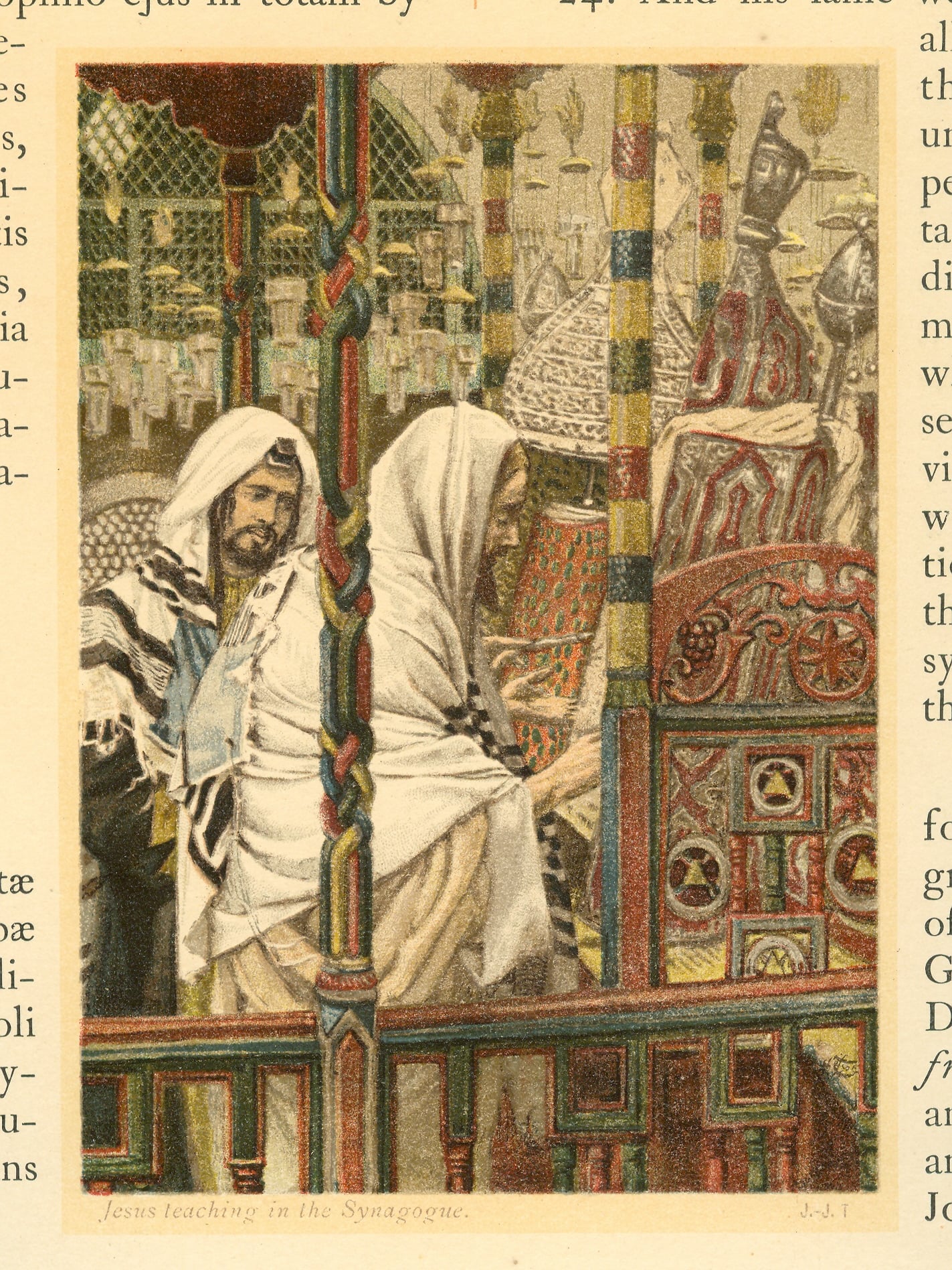 神话传说场景主题 - 耶稣在会堂教导 - 描绘耶稣于会堂传道景 