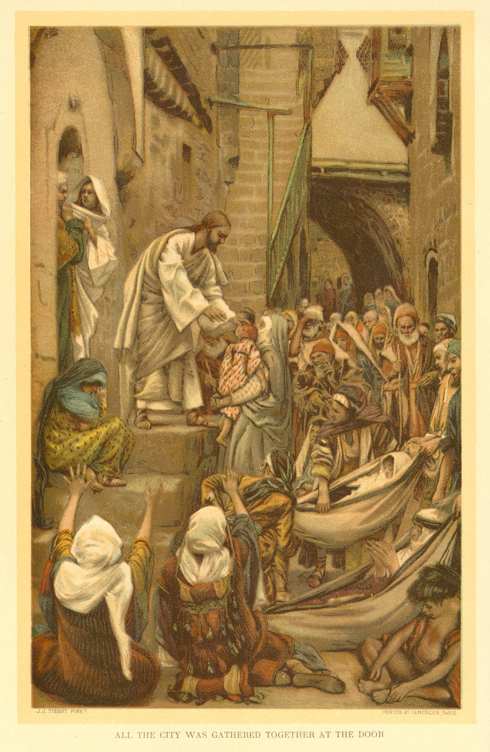 神话传说场景主题 - 众人聚集于门的场景 - 耶稣面前众人聚集场景 