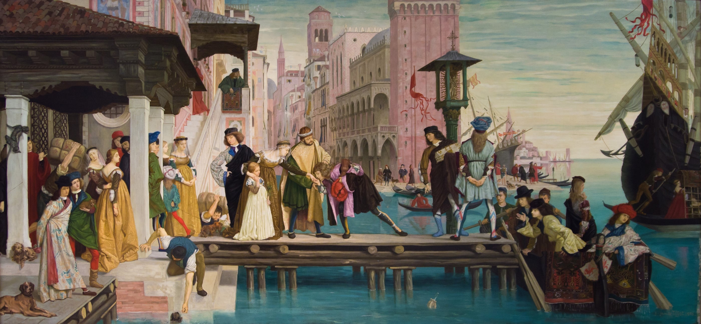 画面叙事性主题 - 未知名画作 - 描绘码头众人活动场景 