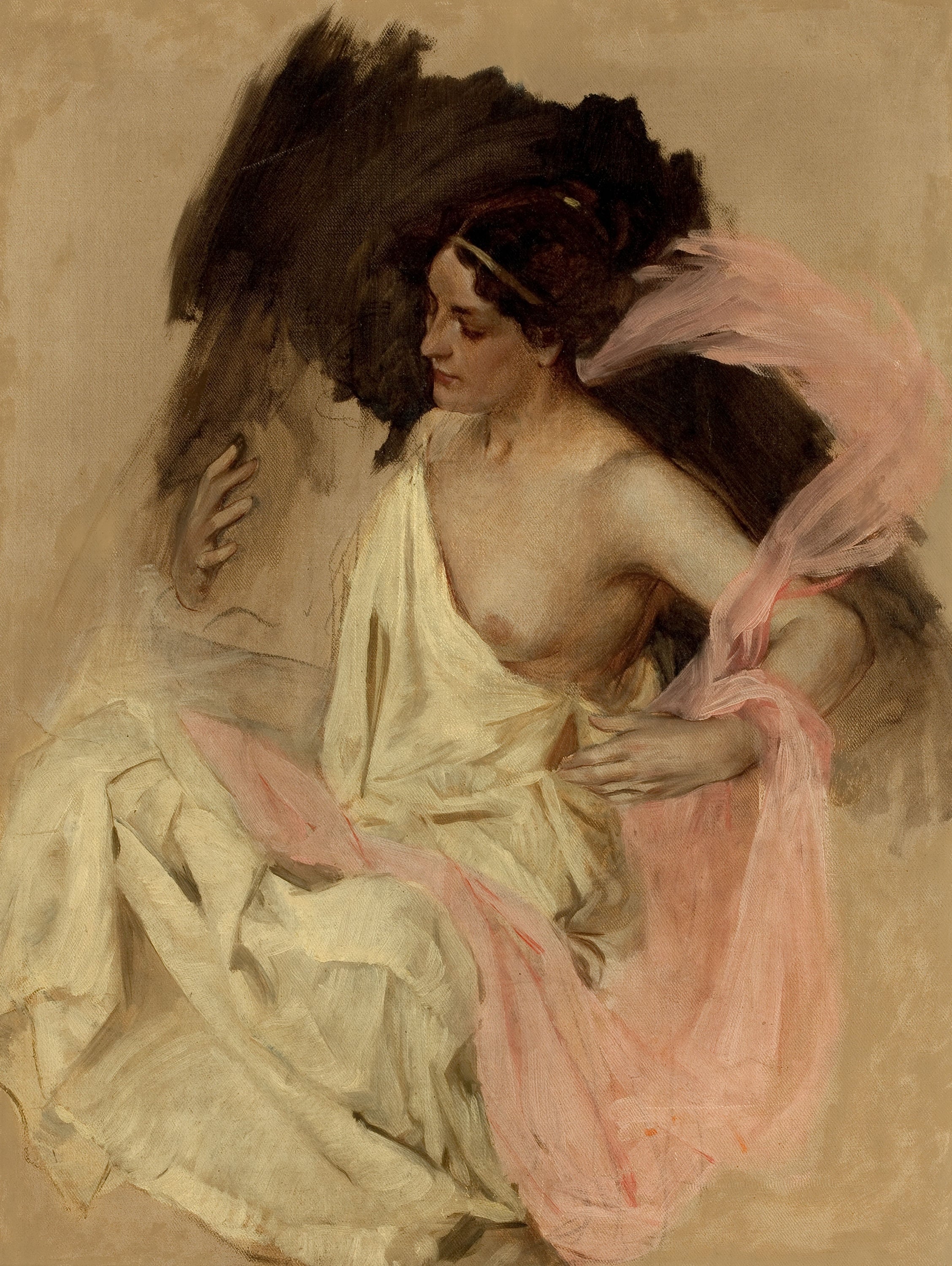 人物形象塑造主题 - 佚名人物画作 - 展现女性优雅身姿神态 