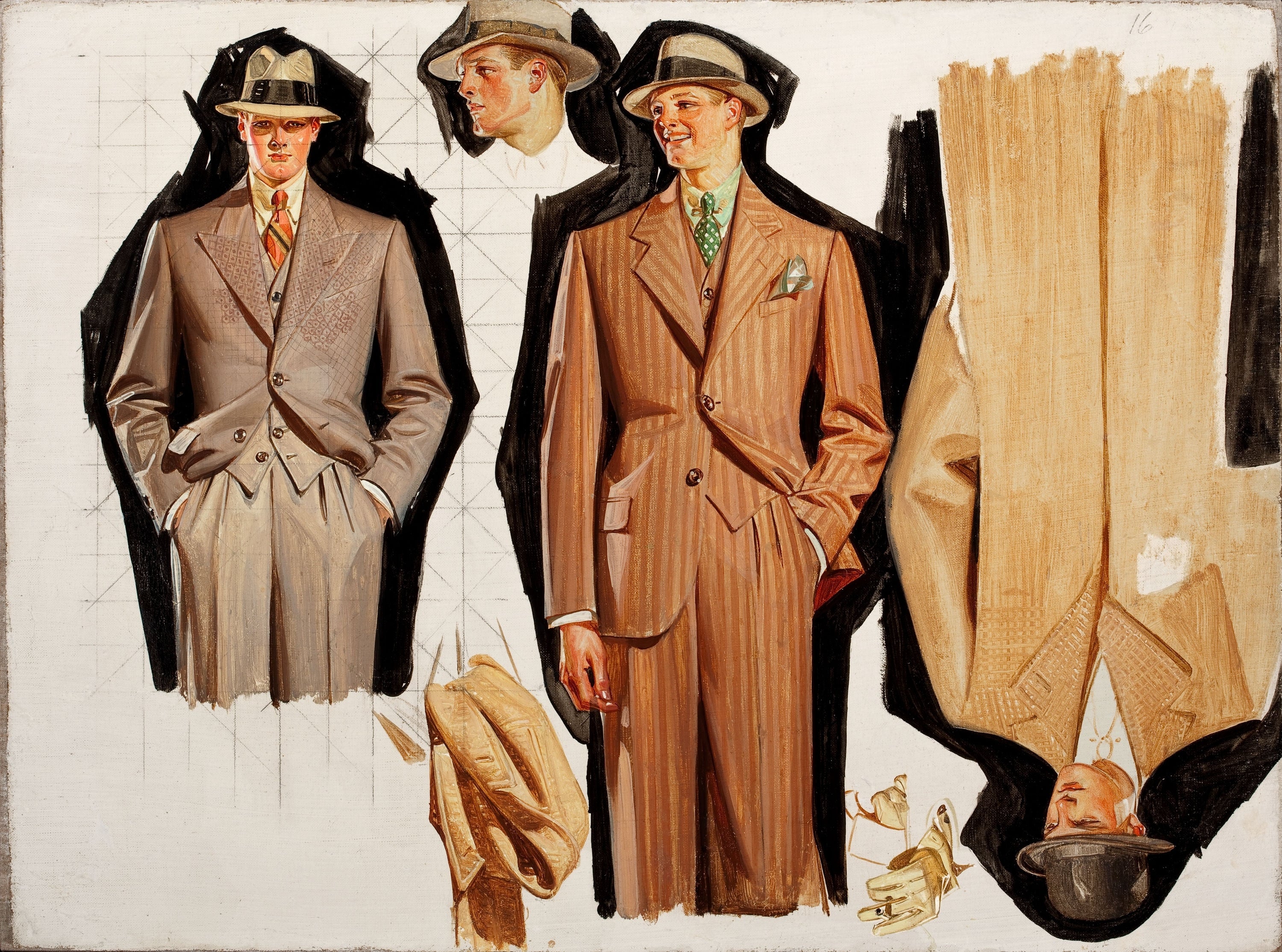 时尚生活展现主题 - 复古绅士服饰插画 - 复古绅士服饰多样风采 