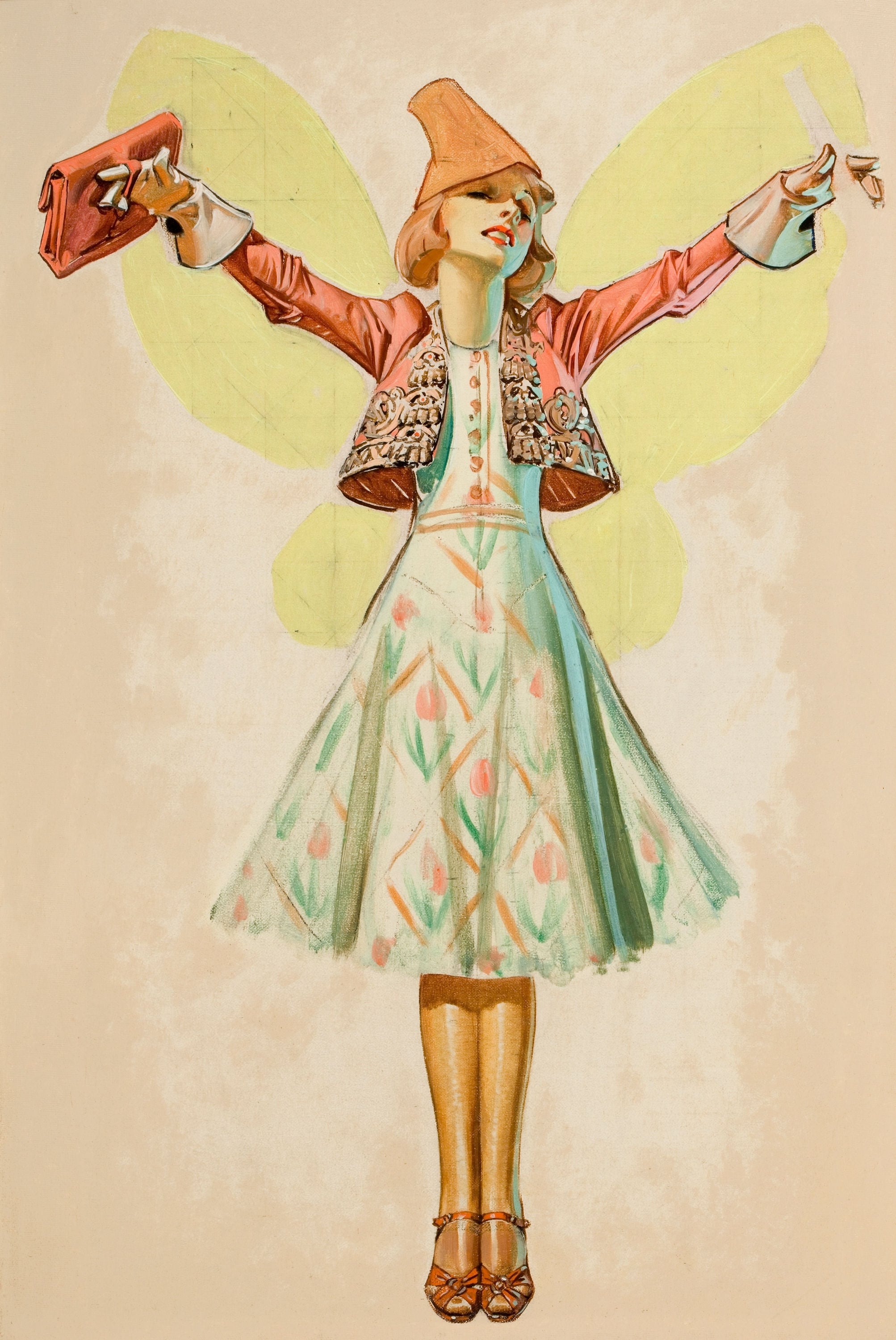 时尚生活展现主题 - 复古蝴蝶装扮女子 - 复古女子着蝴蝶元素服饰 