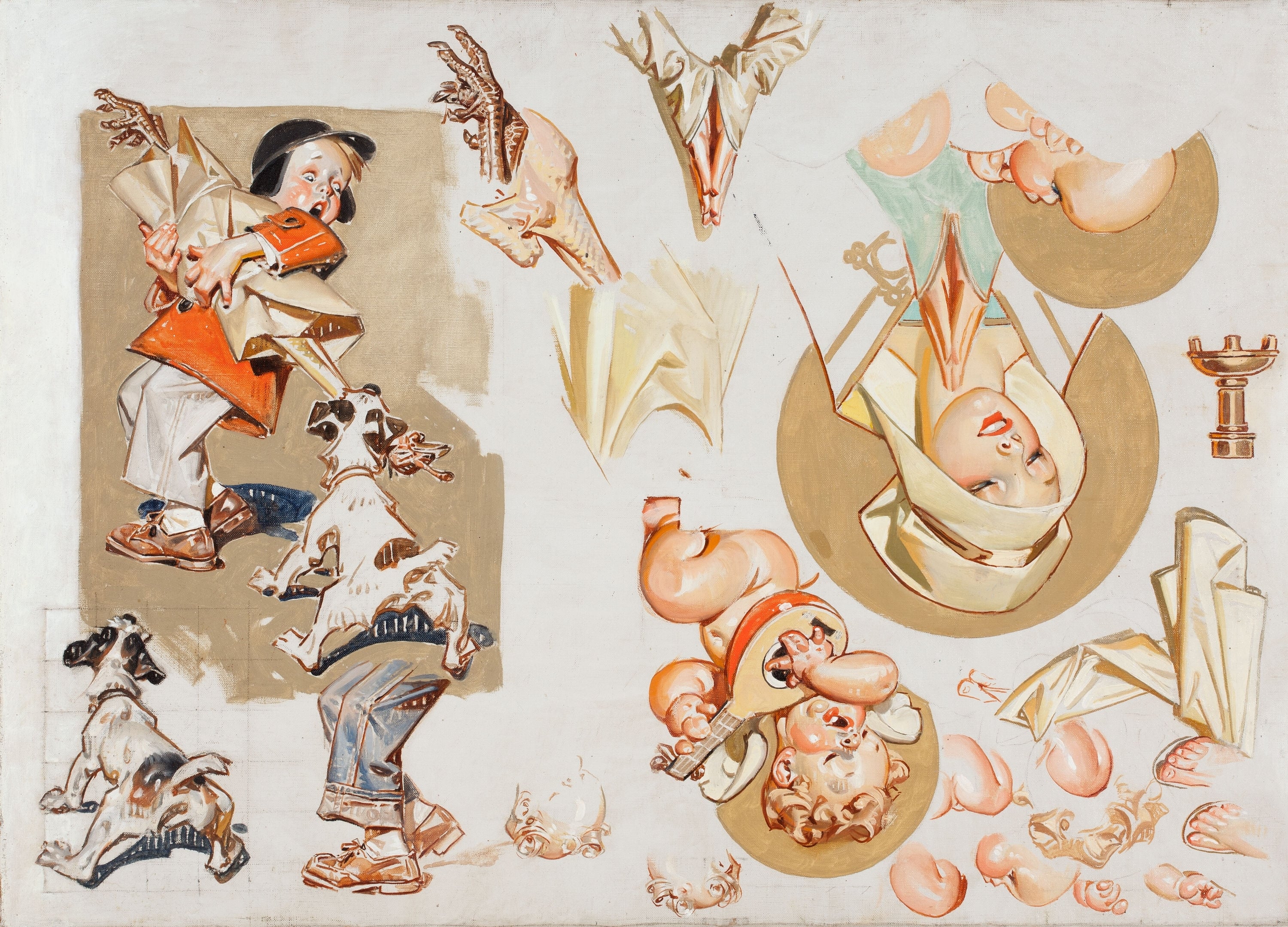 画面装饰风格主题 - 无 - 复古风格人物动物插画 