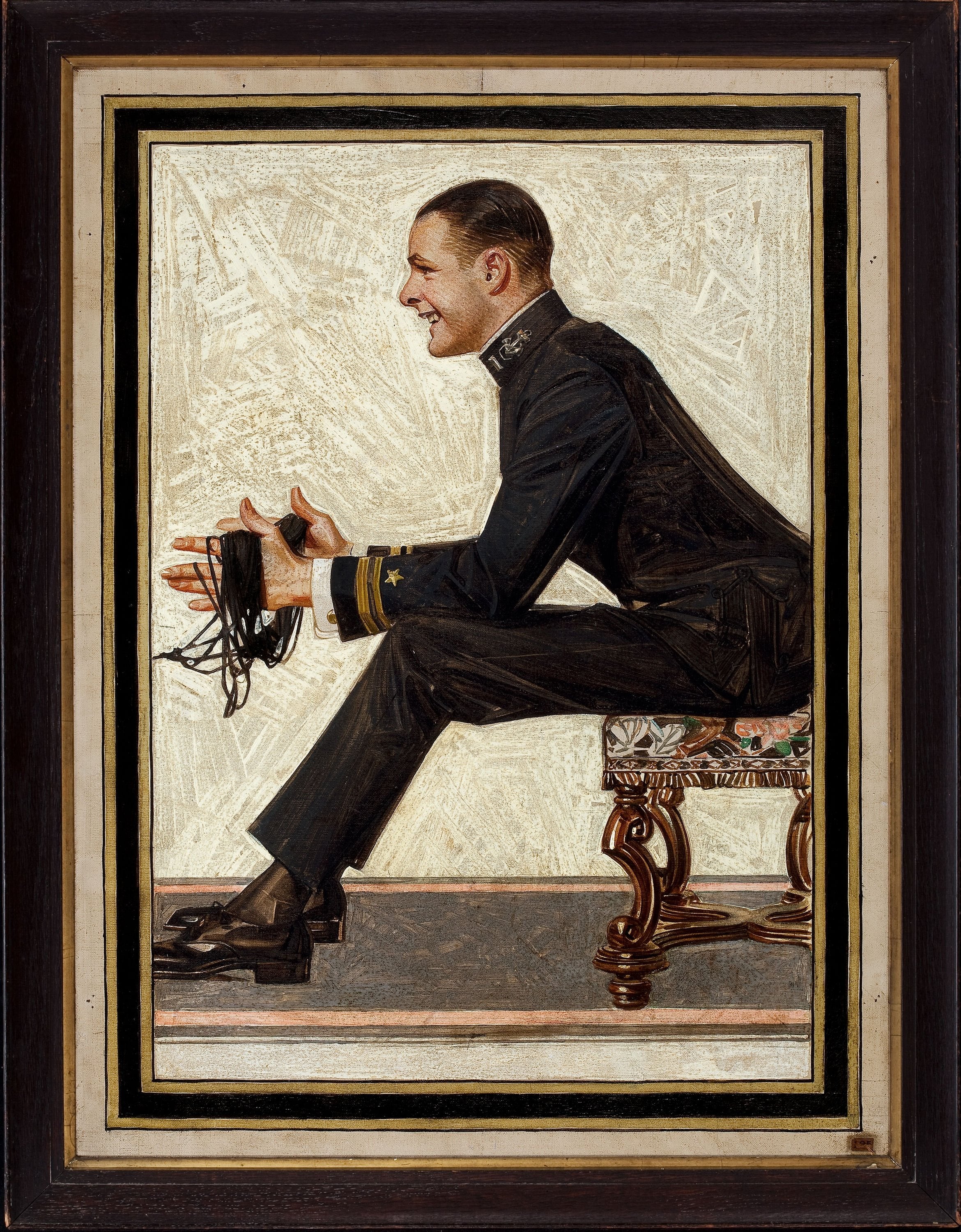 人物形象塑造主题 - 佚名军官画像 - 着军装军官的侧面姿态 