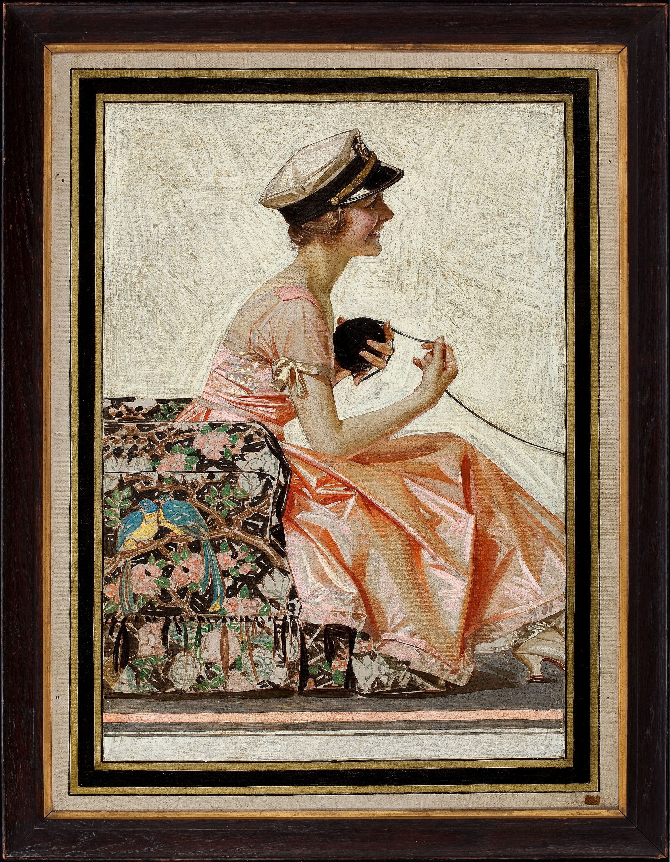 人物形象塑造主题 - 未知 - 描绘身着裙装戴帽女子 