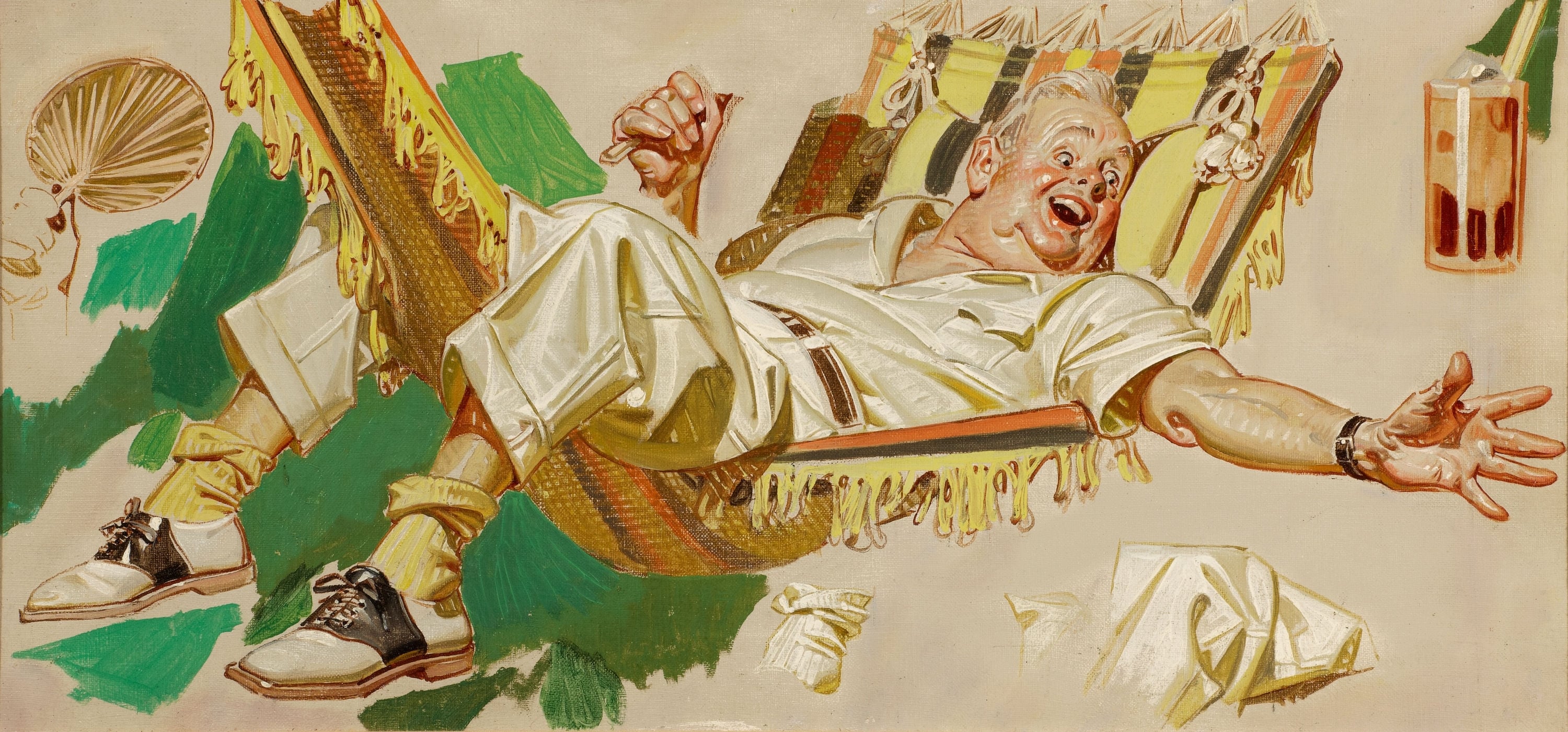 时尚生活展现主题 - 躺吊床的欢乐男子 - 男子躺吊床享惬意时光 