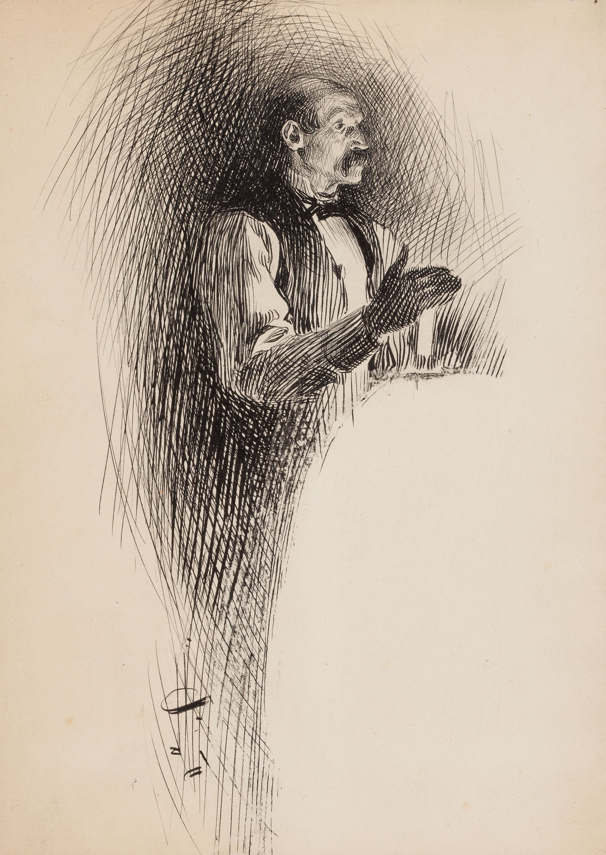 人物形象塑造主题 - 佚名人物素描 - 男子身着正装手势独特 