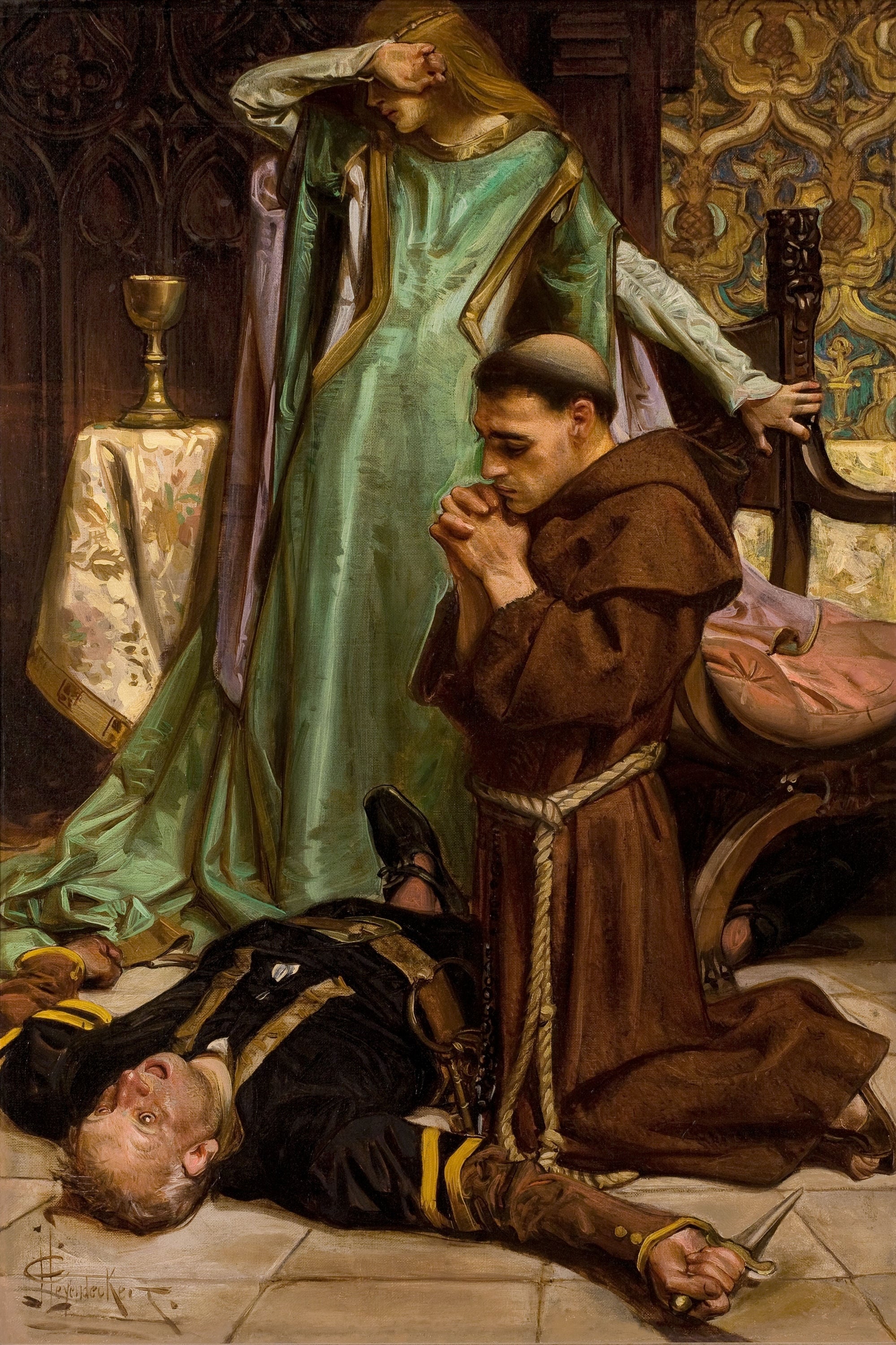 其他 - 《未知名油画作品》 - 人物场景展现神秘氛围 