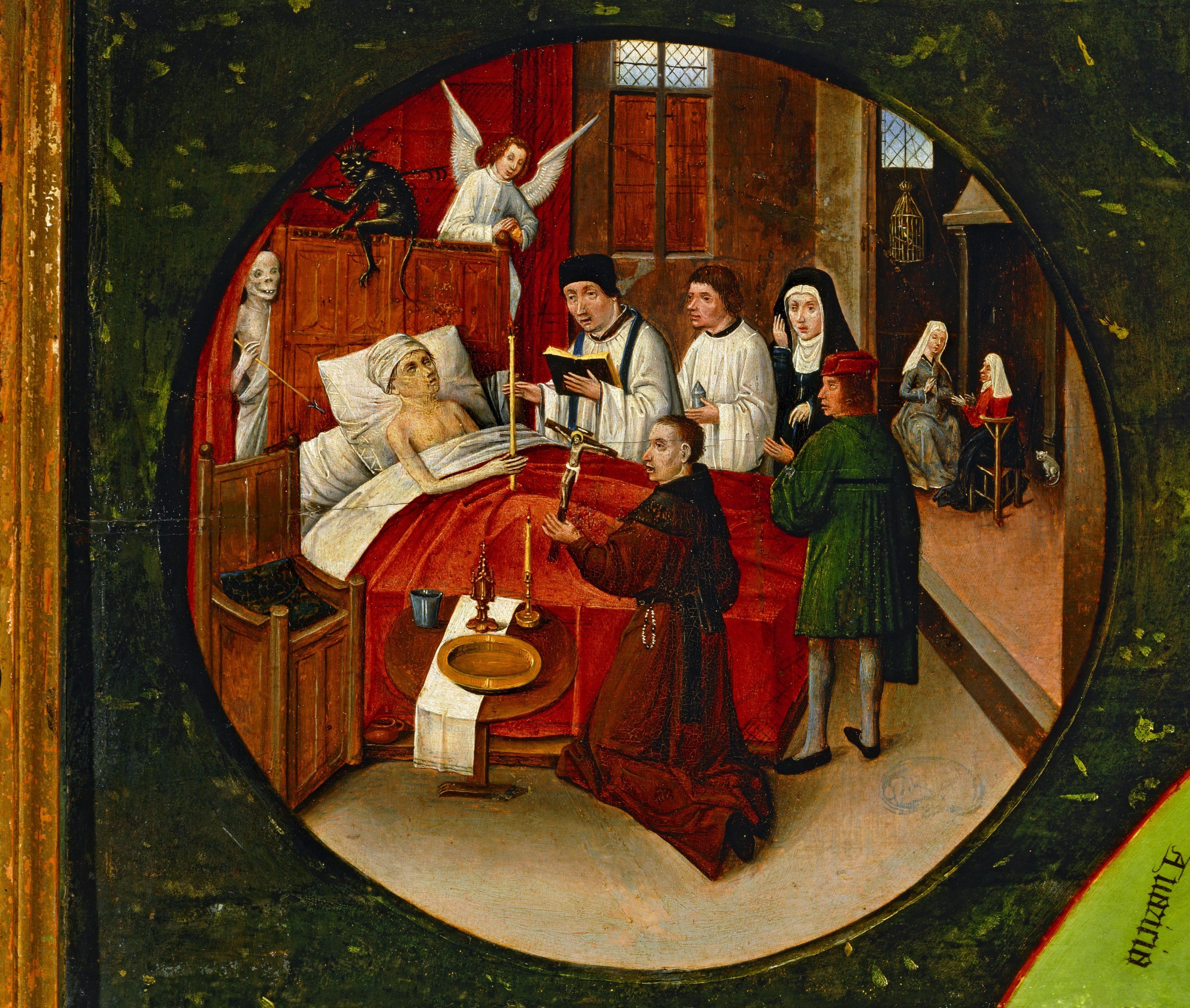 宗教寓言故事主题 - 临终圣事场景 - 描绘临终时的宗教场面 