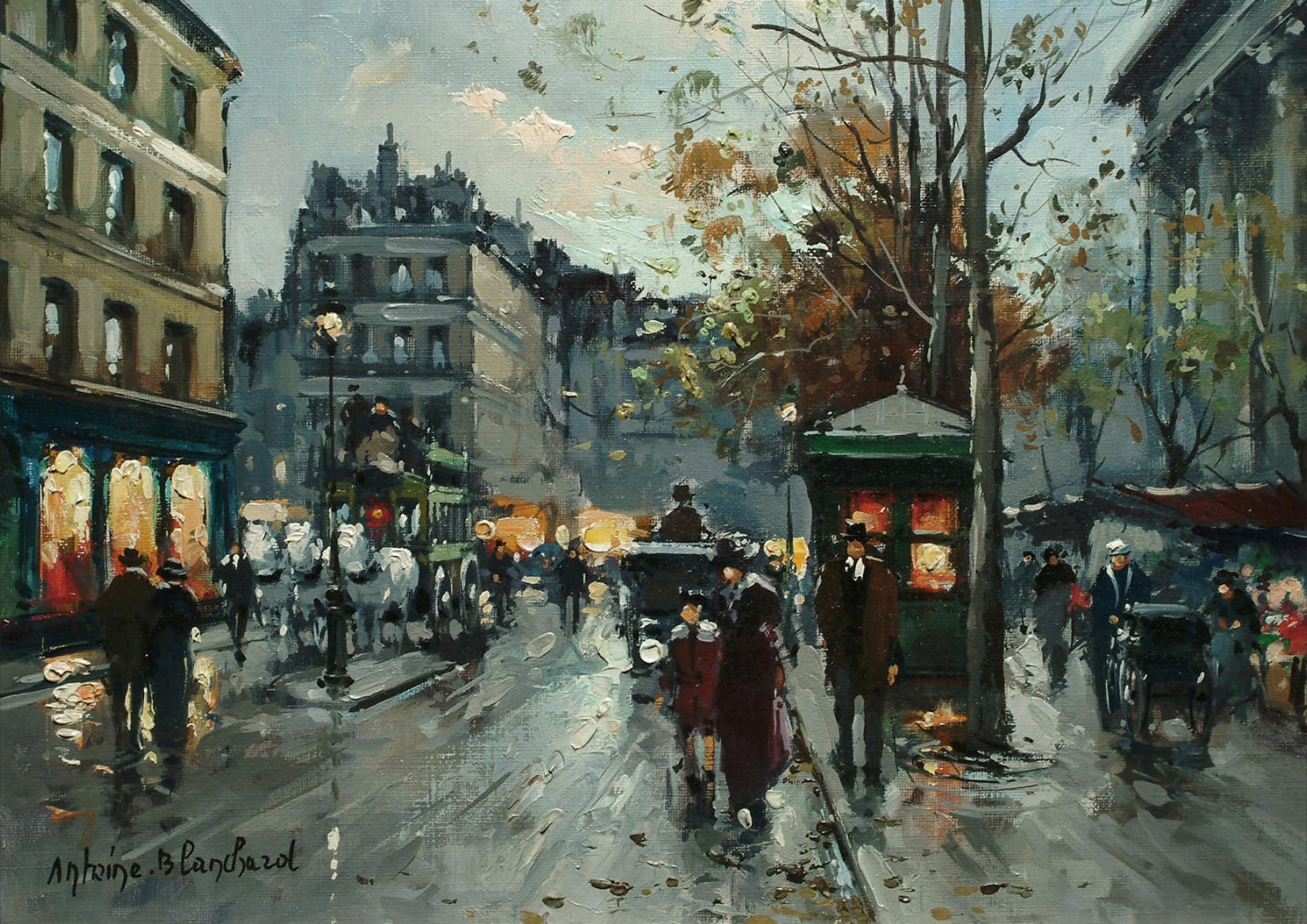 社会风俗场景主题 - 无题 - 描绘街道行人日常景象 