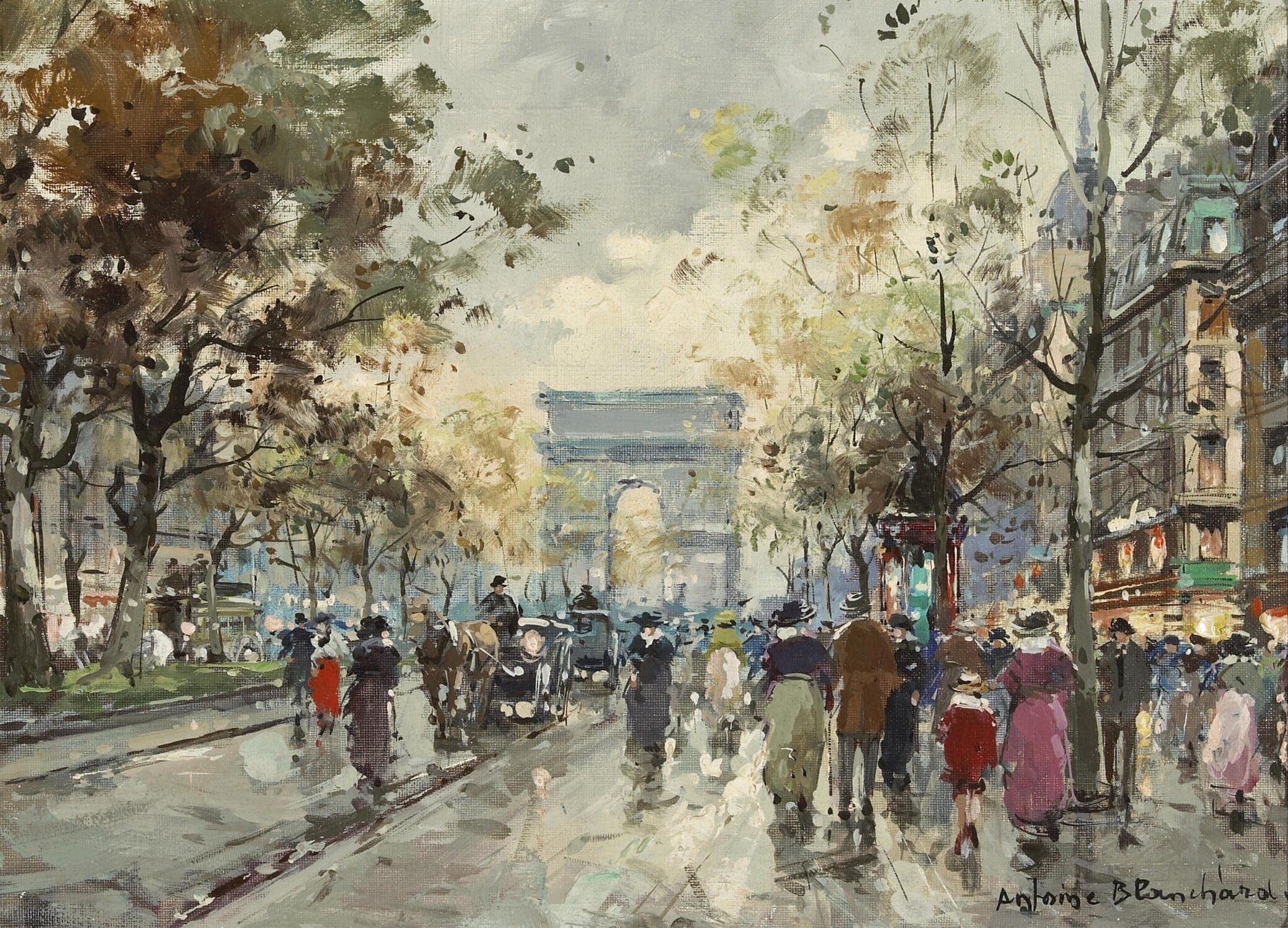 社会风俗场景主题 - 巴黎街头景象 - 展现巴黎街头热闹景象 