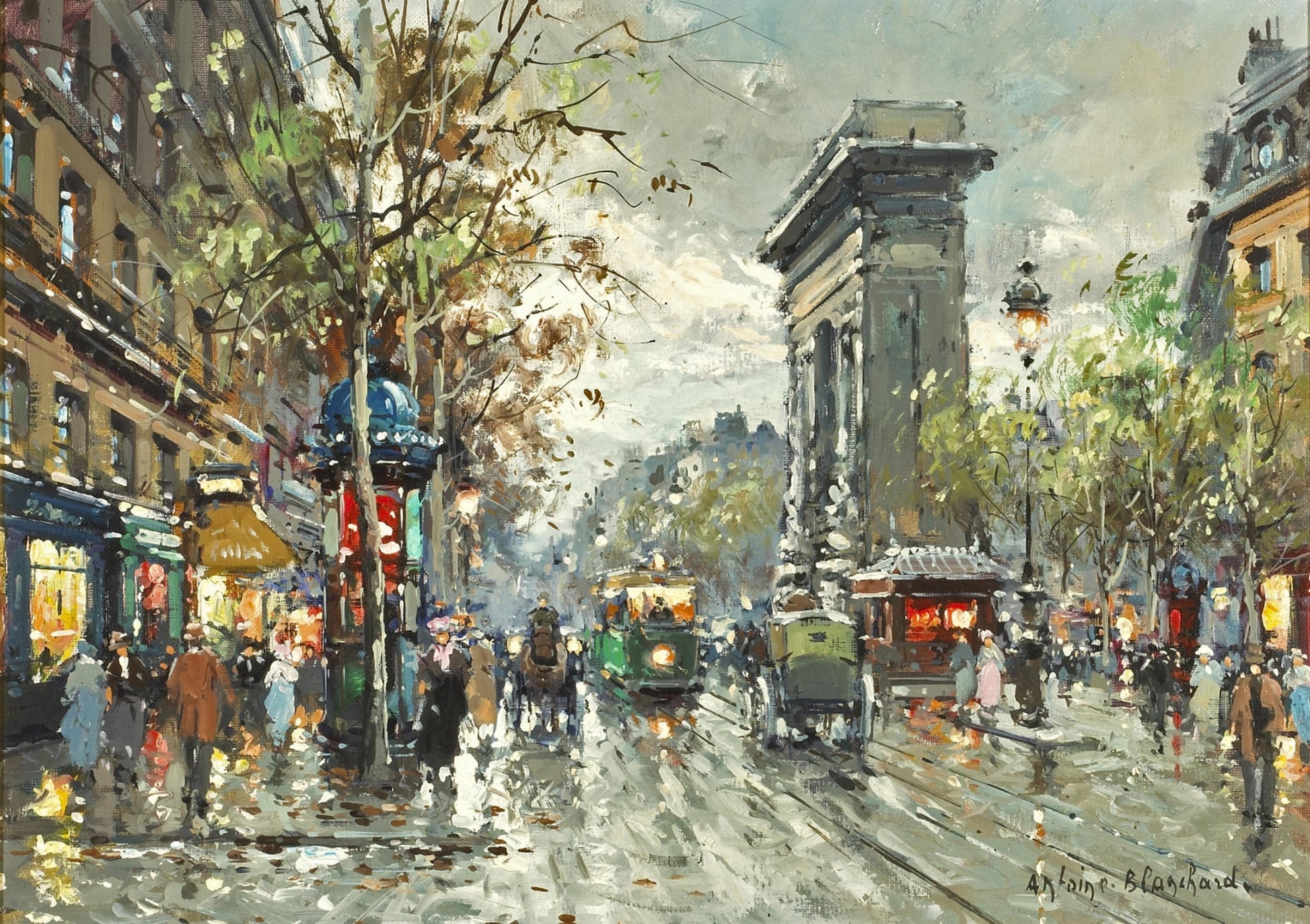 社会风俗场景主题 - 巴黎街头景象 - 展现巴黎街头热闹景象 